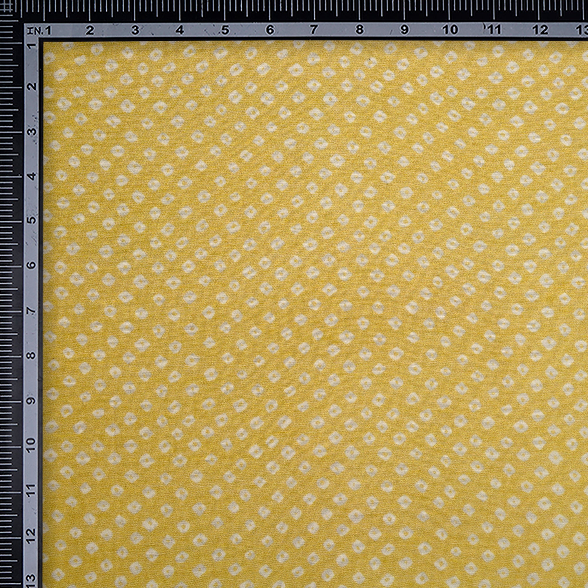 (Pre-Cut 1.30 Mtr)Yellow Bandhani Pattern Digital Printed Chanderi Fabric