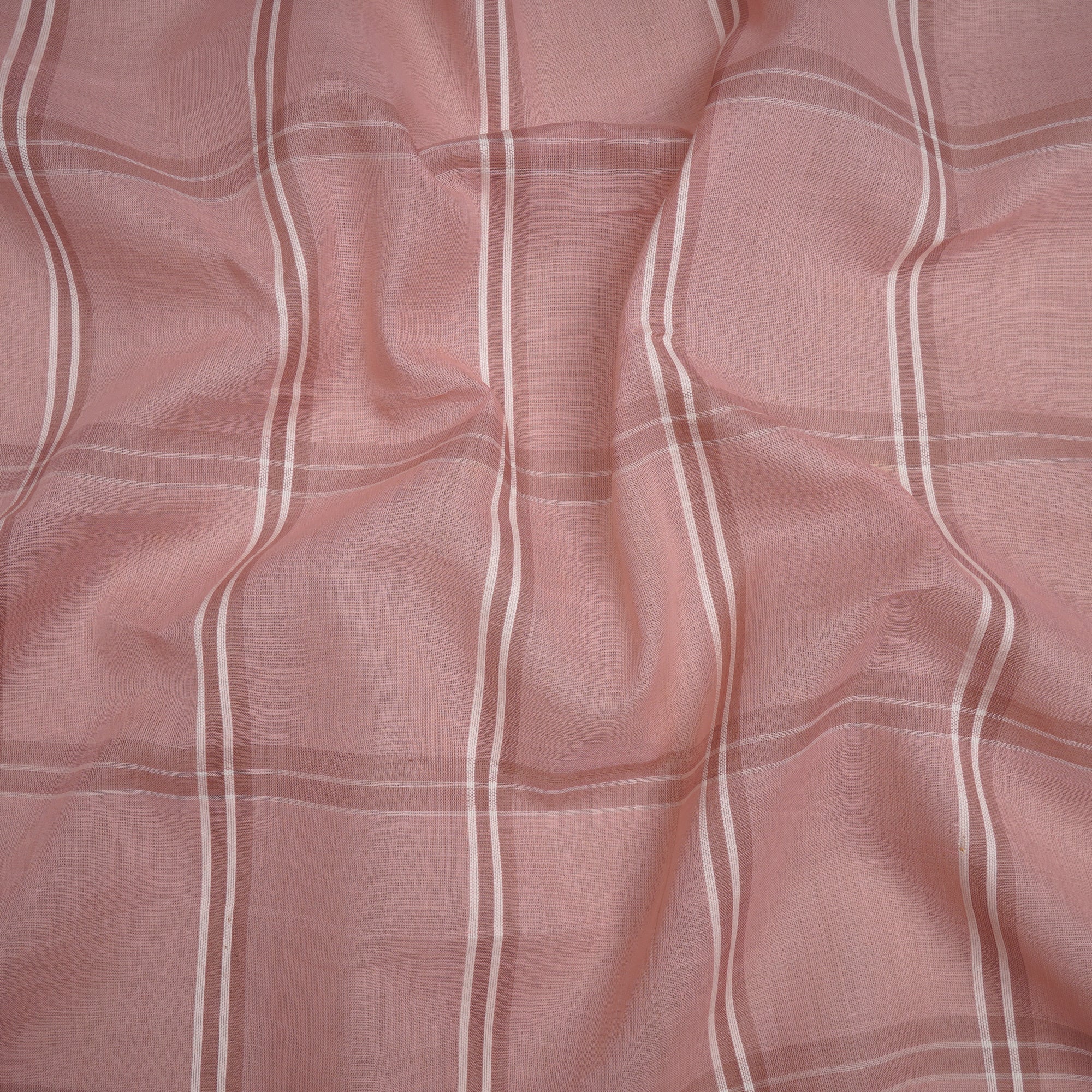 (Pre-Cut 0.50 Mr)Pink-White Check Pattern Pure Cotton Fabric