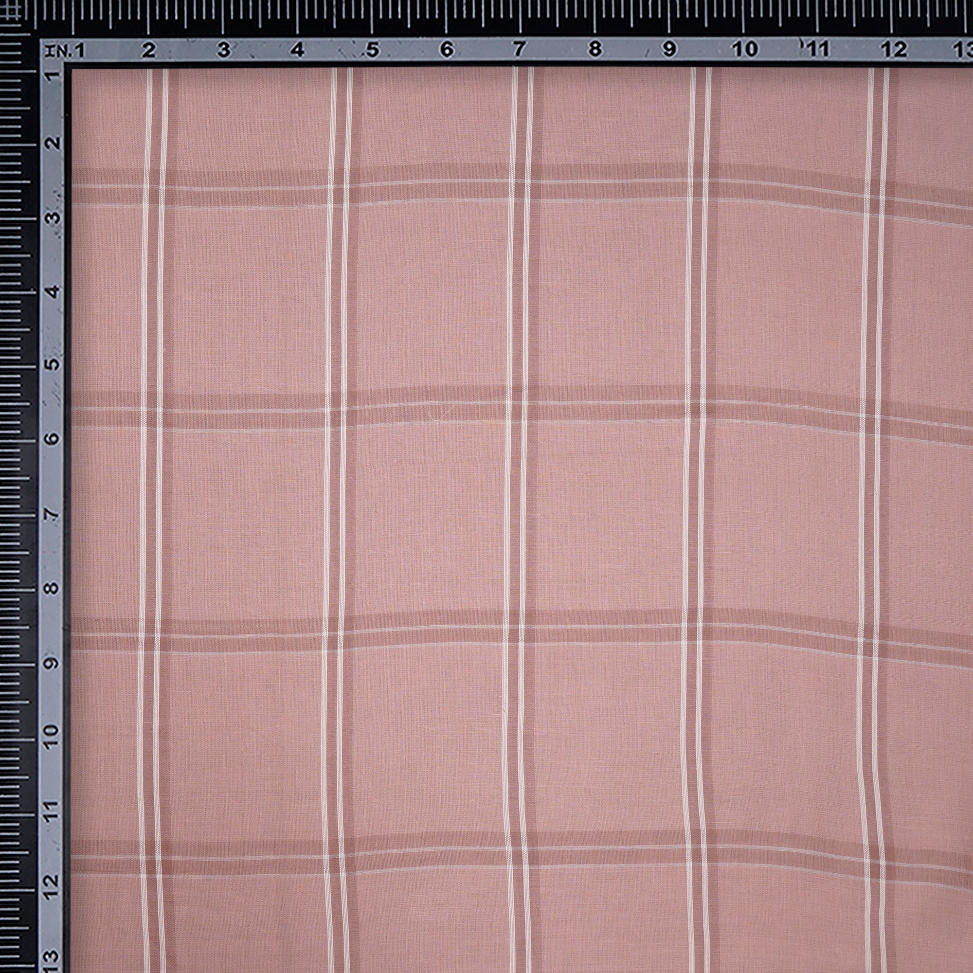 (Pre-Cut 0.50 Mr)Pink-White Check Pattern Pure Cotton Fabric