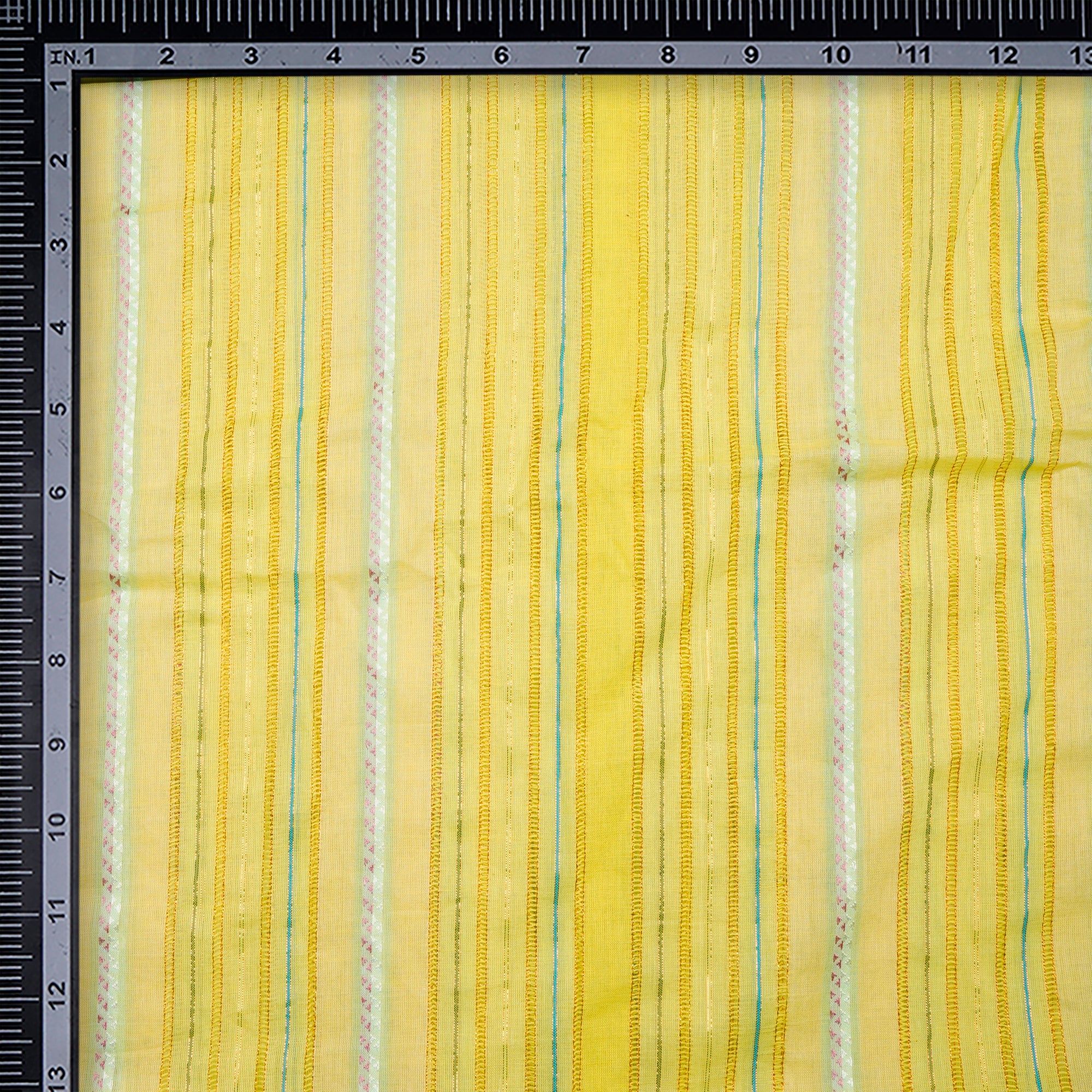 (Pre-Cut 2.40 Mtr)- Lime Lurex Woven Cotton Voile Fabric