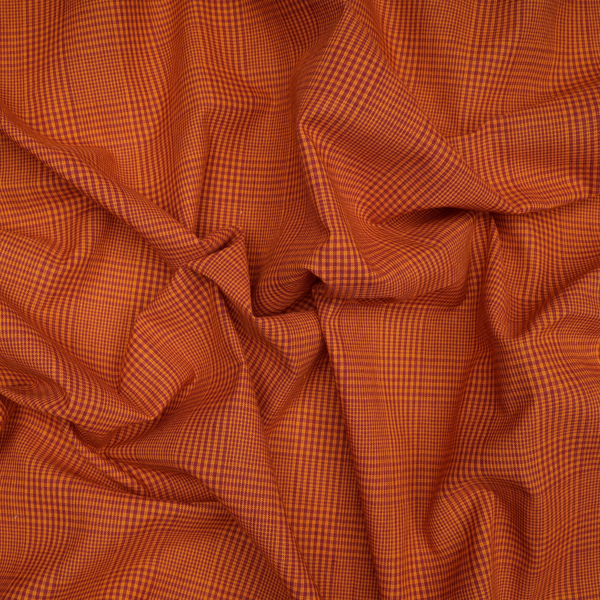 (Pre-Cut 0.80 Mtr)Orange Handwoven Cotton Fabric