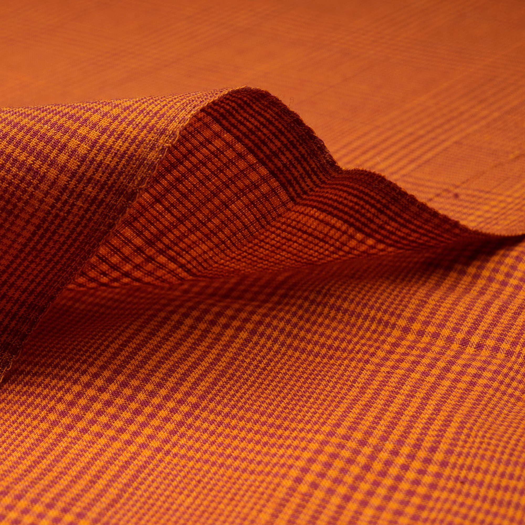 (Pre-Cut 0.80 Mtr)Orange Handwoven Cotton Fabric