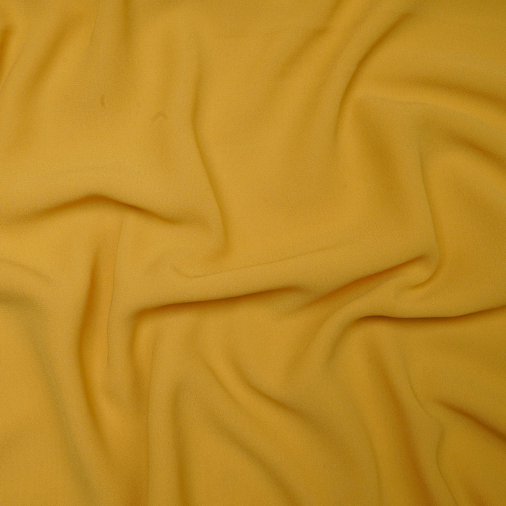 (Pre-Cut 1.70 Mtr)Mustard Plain Premium Faux Georgtte Fabric