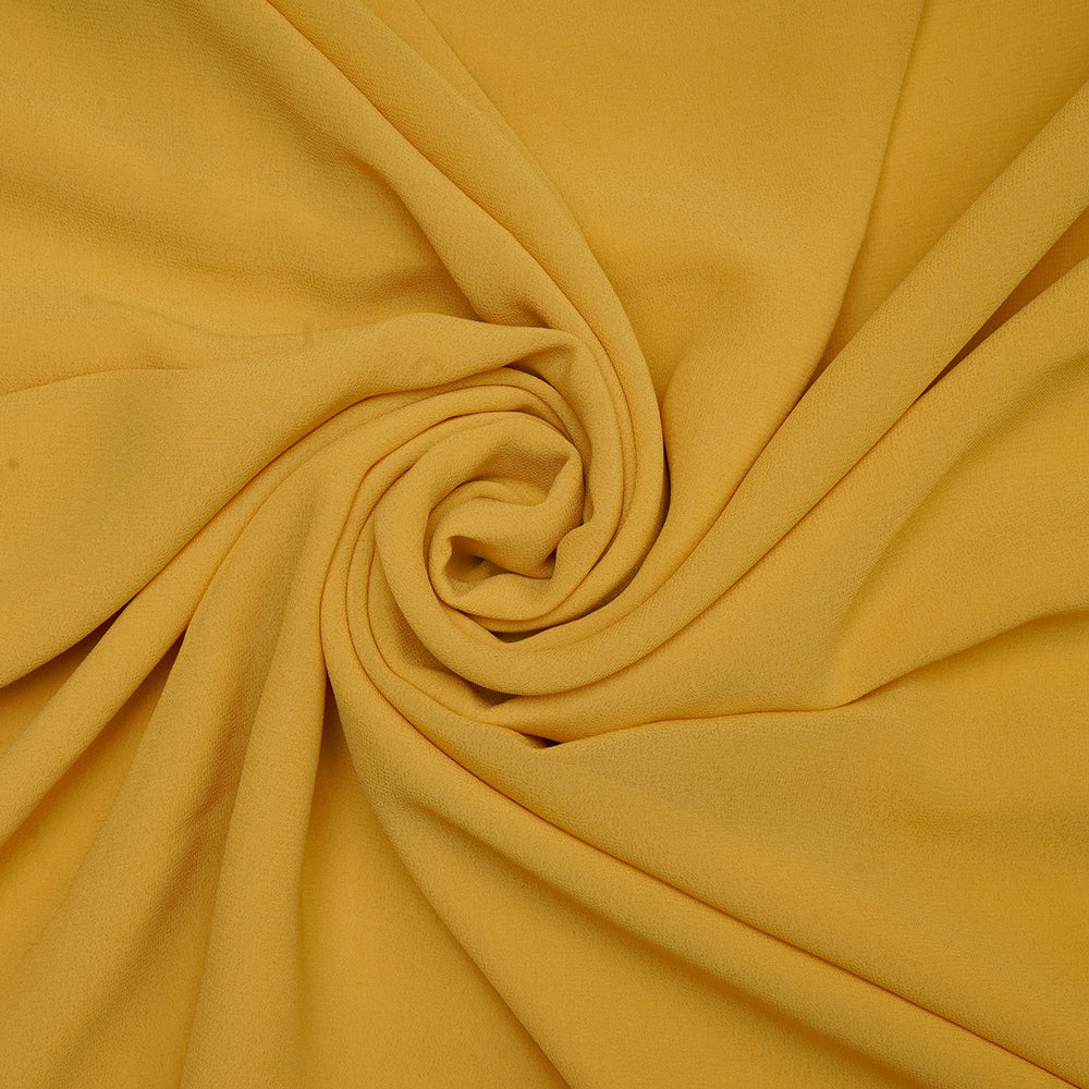 (Pre-Cut 1.70 Mtr)Mustard Plain Premium Faux Georgtte Fabric