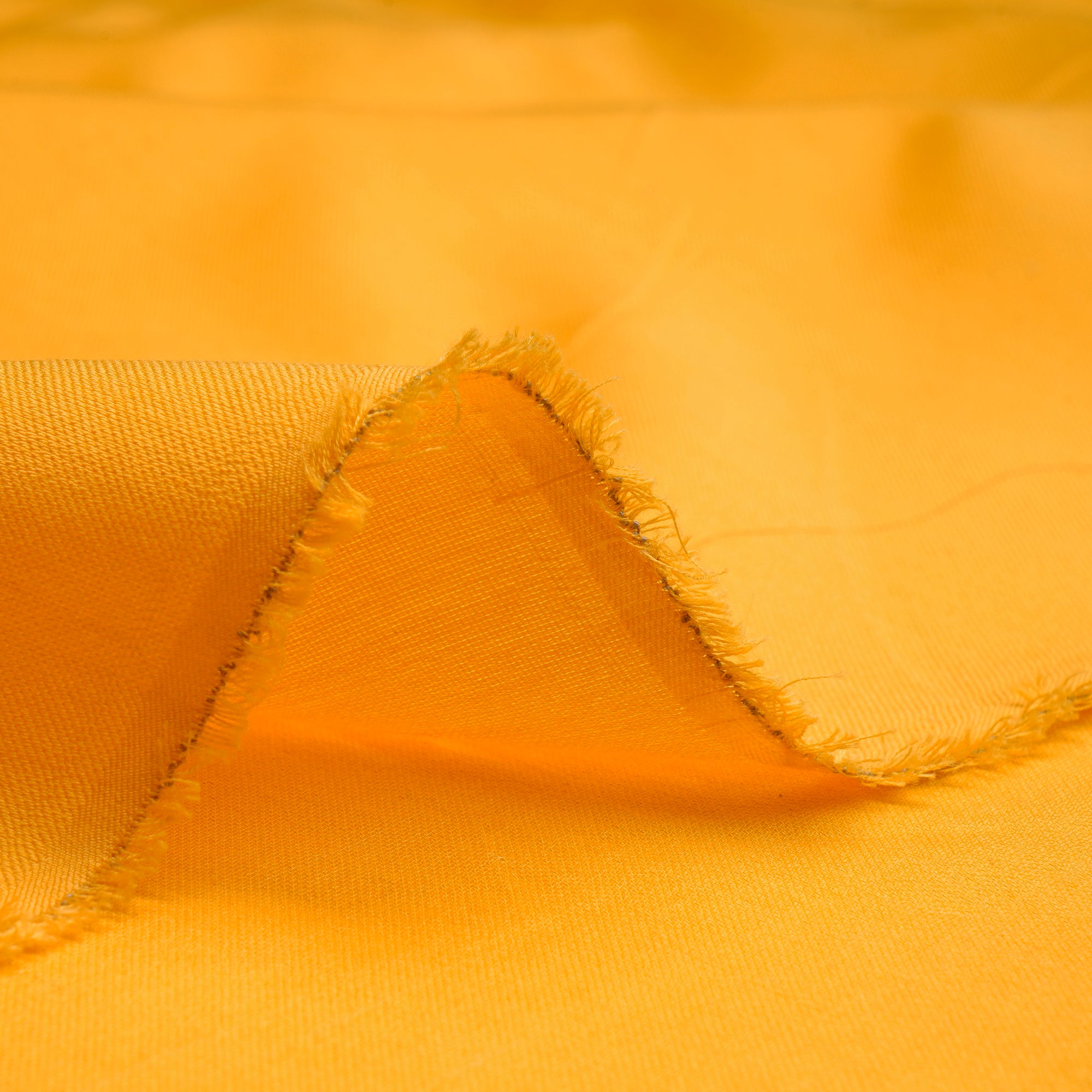 (Pre-Cut 2.00 Mtr)Yellow Cotton Silk Fabric