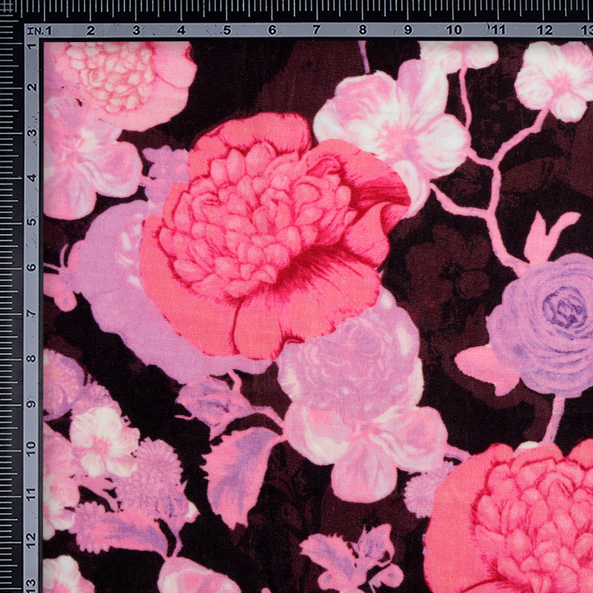 (Pre-Cut 1.15 Mtr)Multi Color Floral Pattern Digital Printed Polyester Fabric