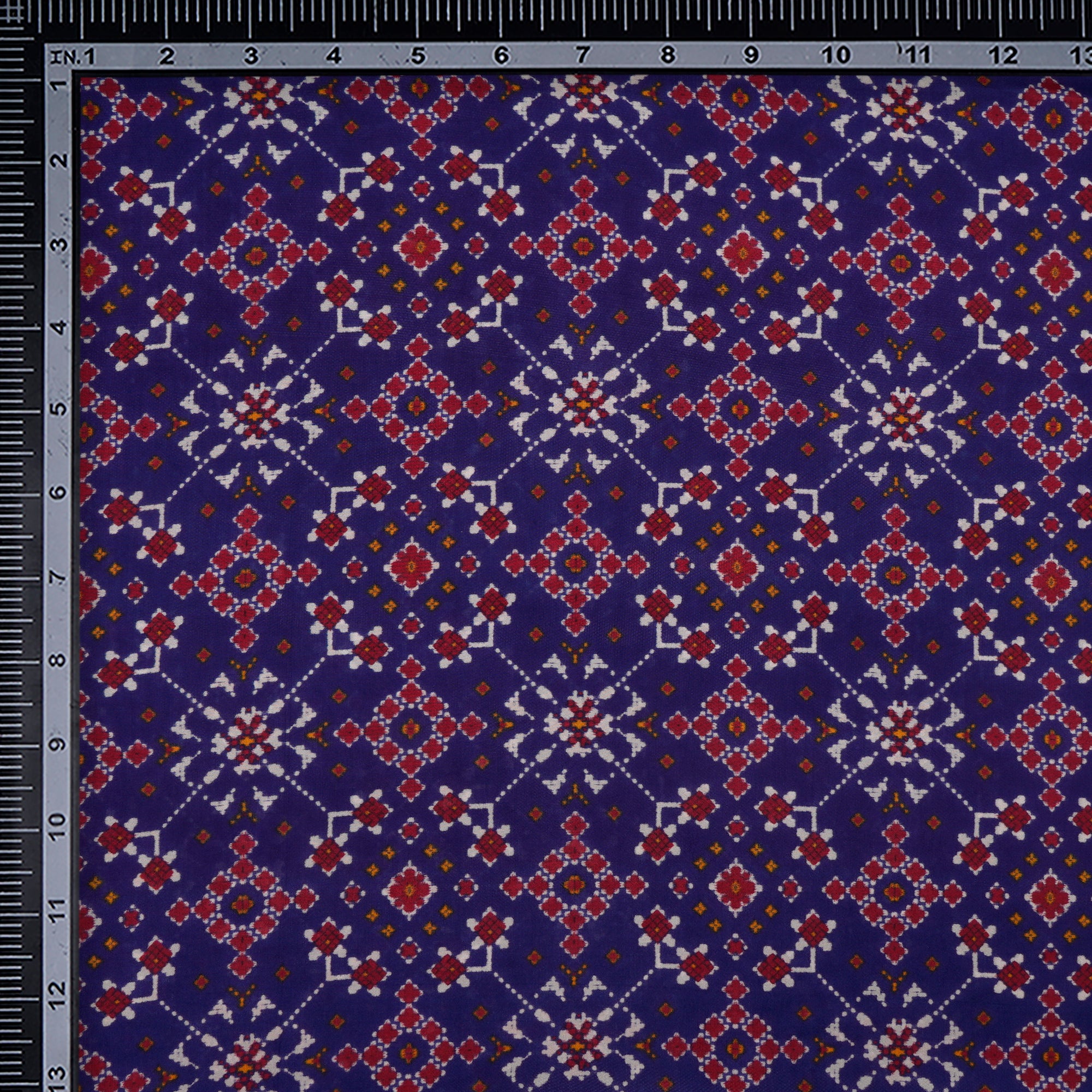 (Pre-Cut 1.80 Mtr)Voilet-Red Patola Pattern Digital Printed Viscose Habutai Fabric