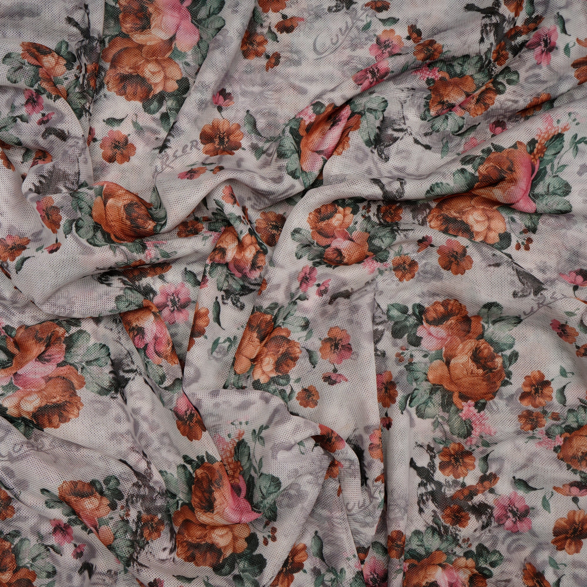 (Pre-Cut 3.70 Mtr)Multi Color Floral Pattern Digital Nylon Fabric