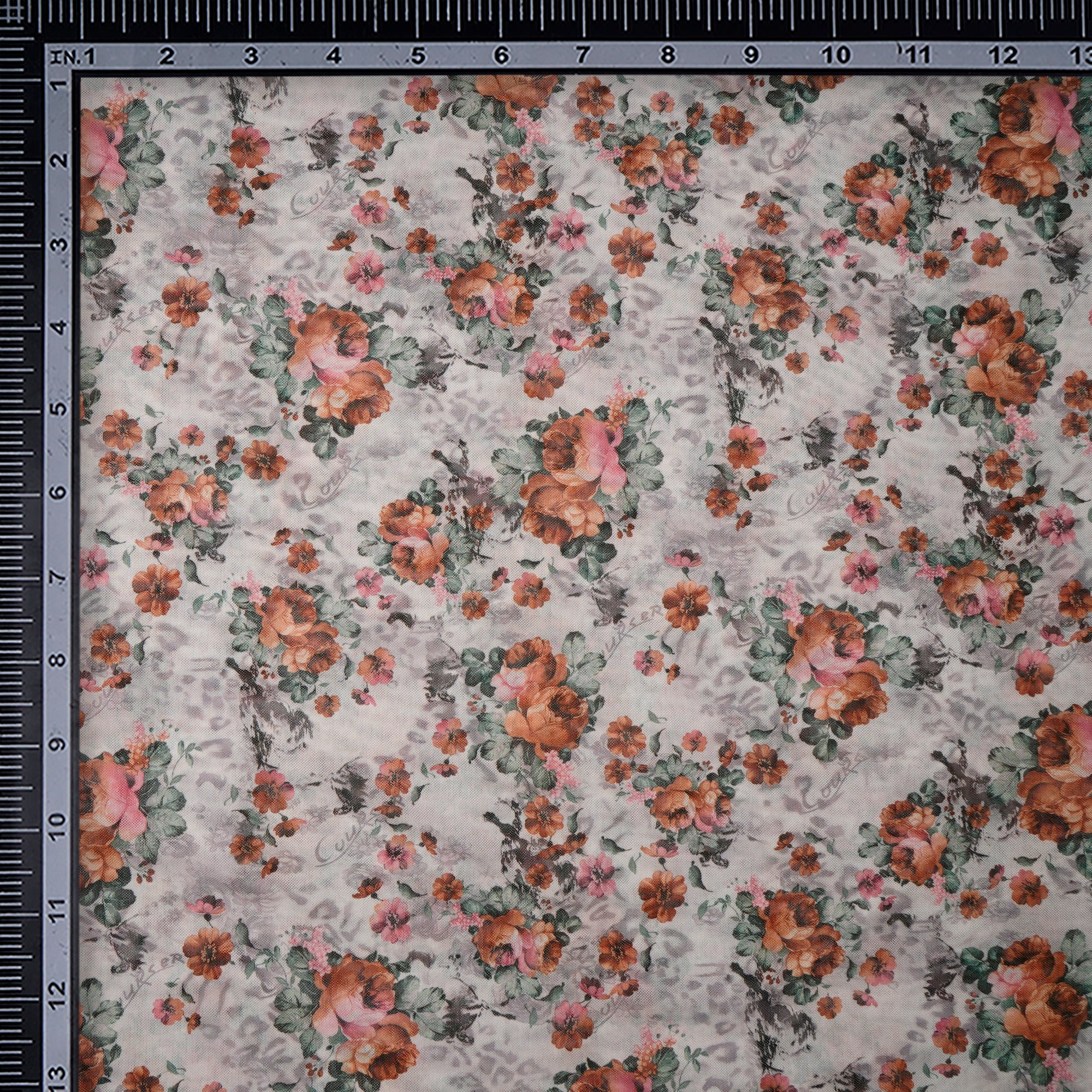 (Pre-Cut 3.70 Mtr)Multi Color Floral Pattern Digital Nylon Fabric