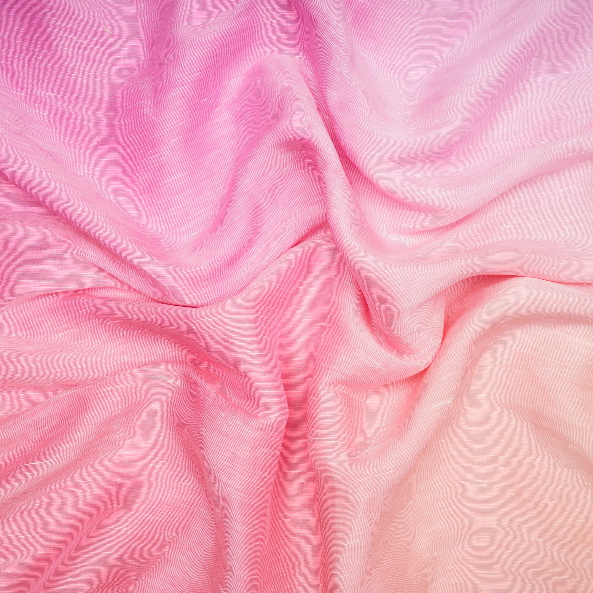 (Pre-Cut 4.85 Mtr)Light Pink-Peach Puff Color Ombre Dyed Cotton Silk Fabric