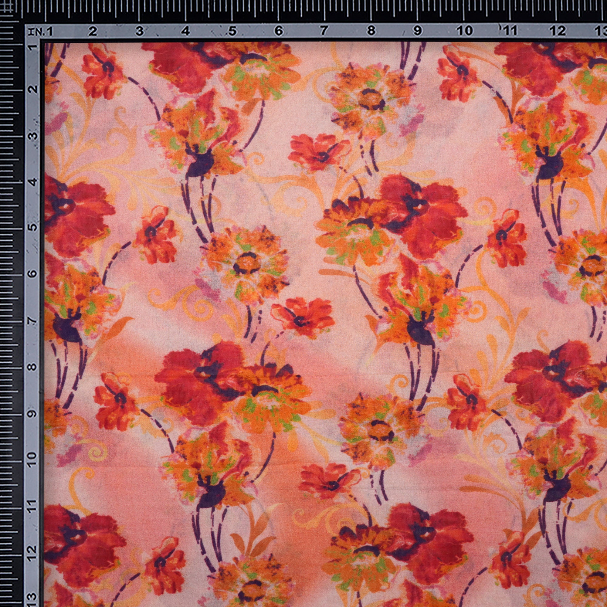 (Pre-Cut 1.50 Mtr)Multi Color Floral Pattern Digital Printed High Twist Cotton Voile Fabric