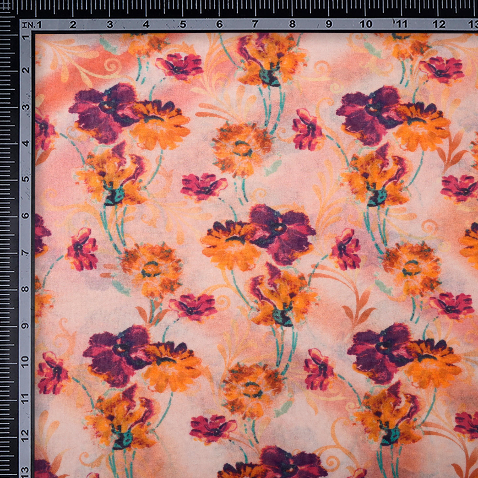 (Pre-Cut 2.40 Mtr)Multi Color Floral Pattern Digital Printed High Twisted Cotton Voile Fabric