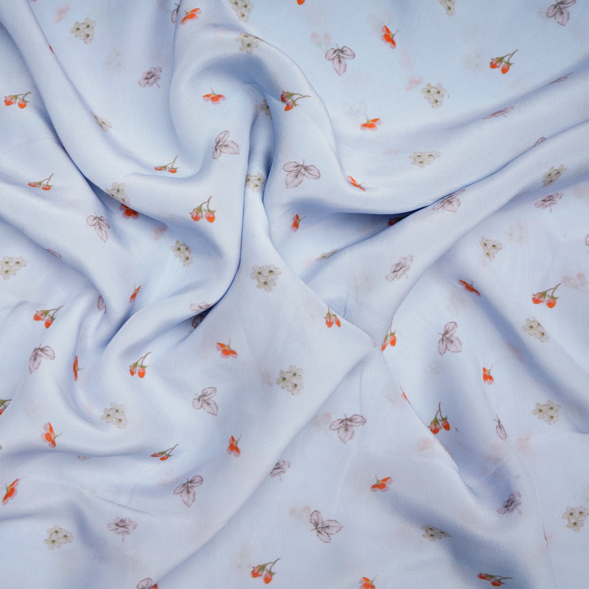 (Pre-Cut 2.80 Mtr)Lavender Floral Pattern Digital Print Bemberg Fabric