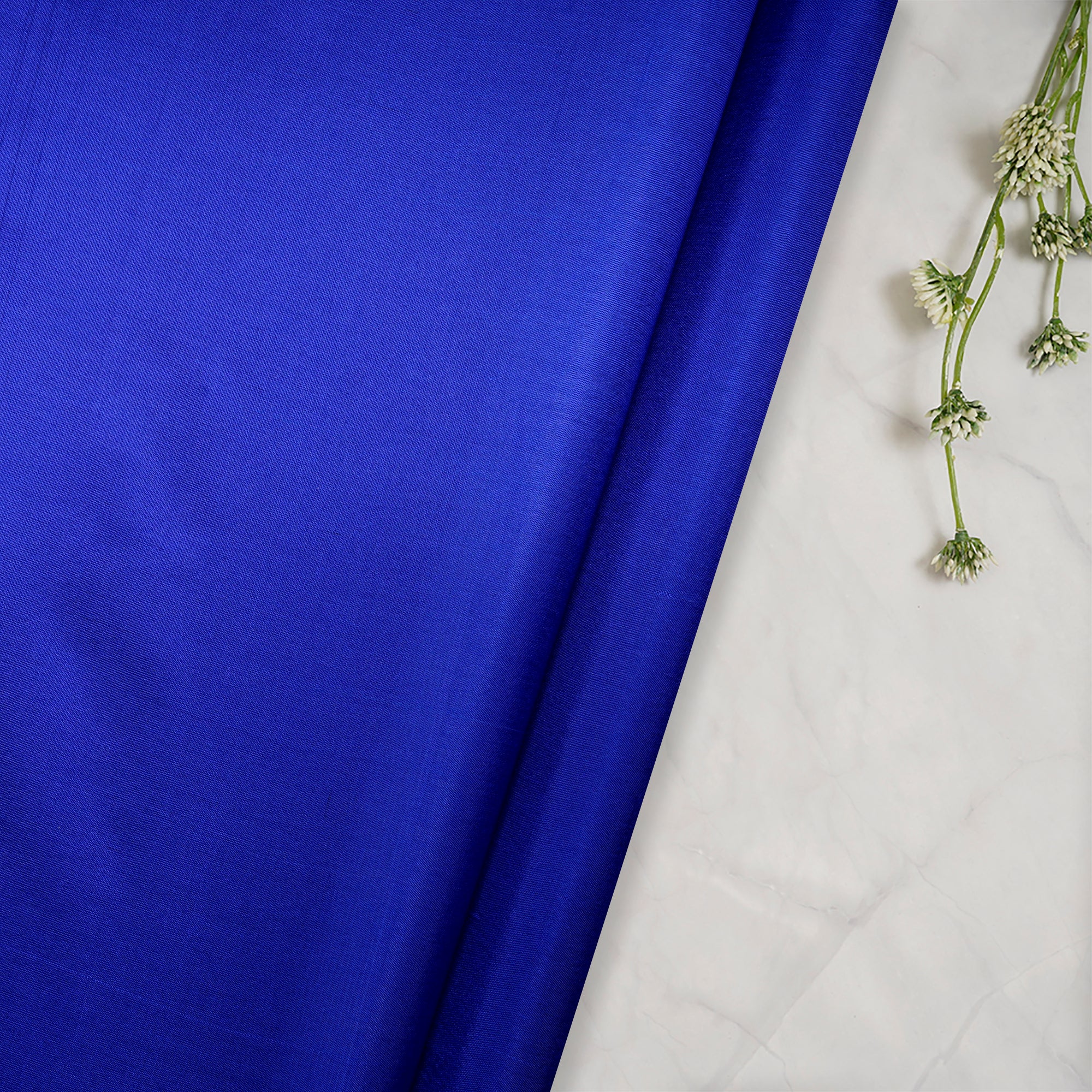 (Pre-Cut 1.00 Mtr)Nautical Blue Piece Dyed Plain Silk Fabric