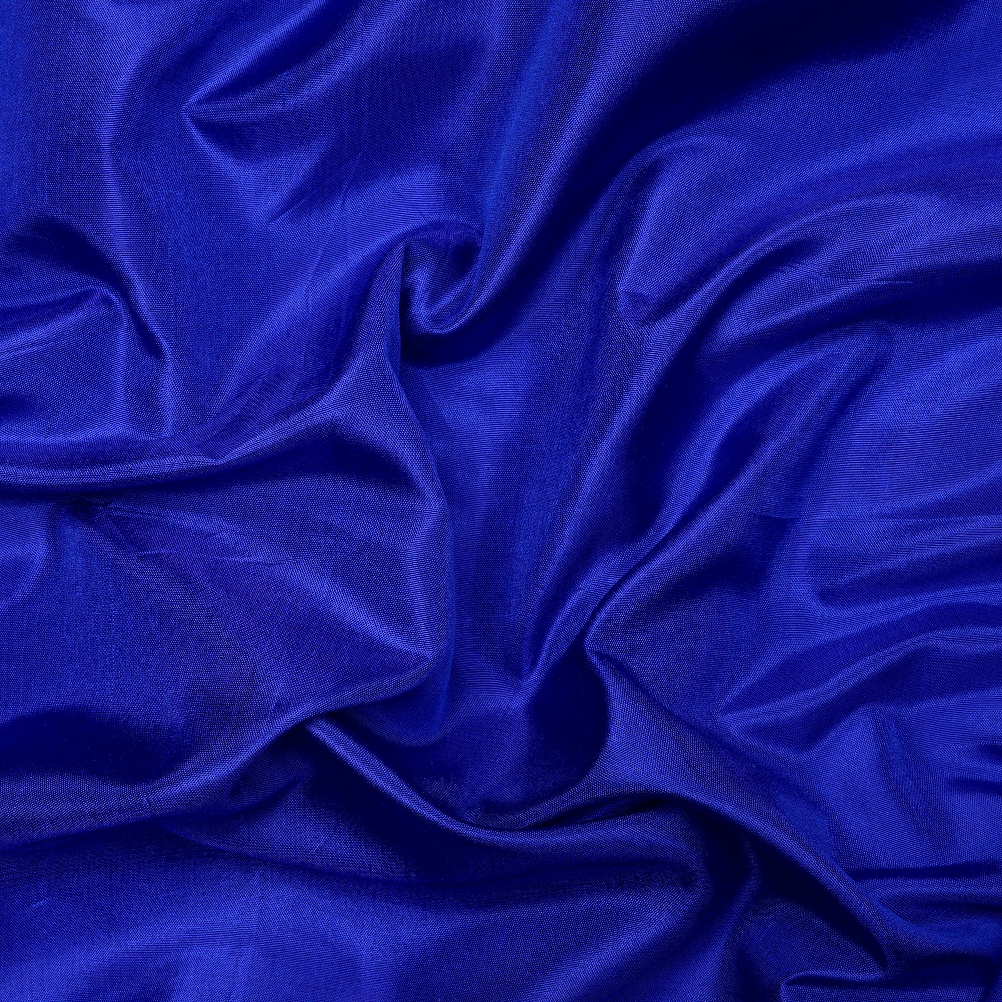 (Pre-Cut 1.00 Mtr)Nautical Blue Piece Dyed Plain Silk Fabric