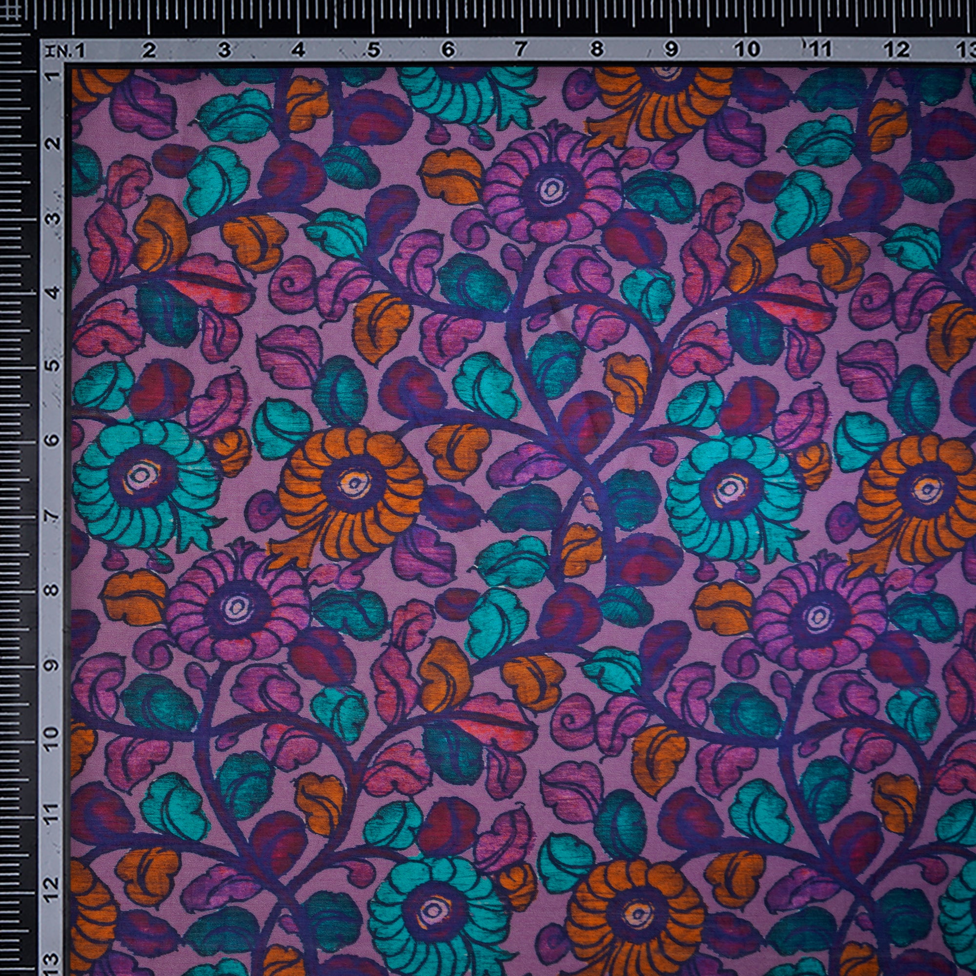 (Pre-Cut 0.95 Mtr)Multi Color Floral Pattern Digital Printed Fine Chanderi Fabric