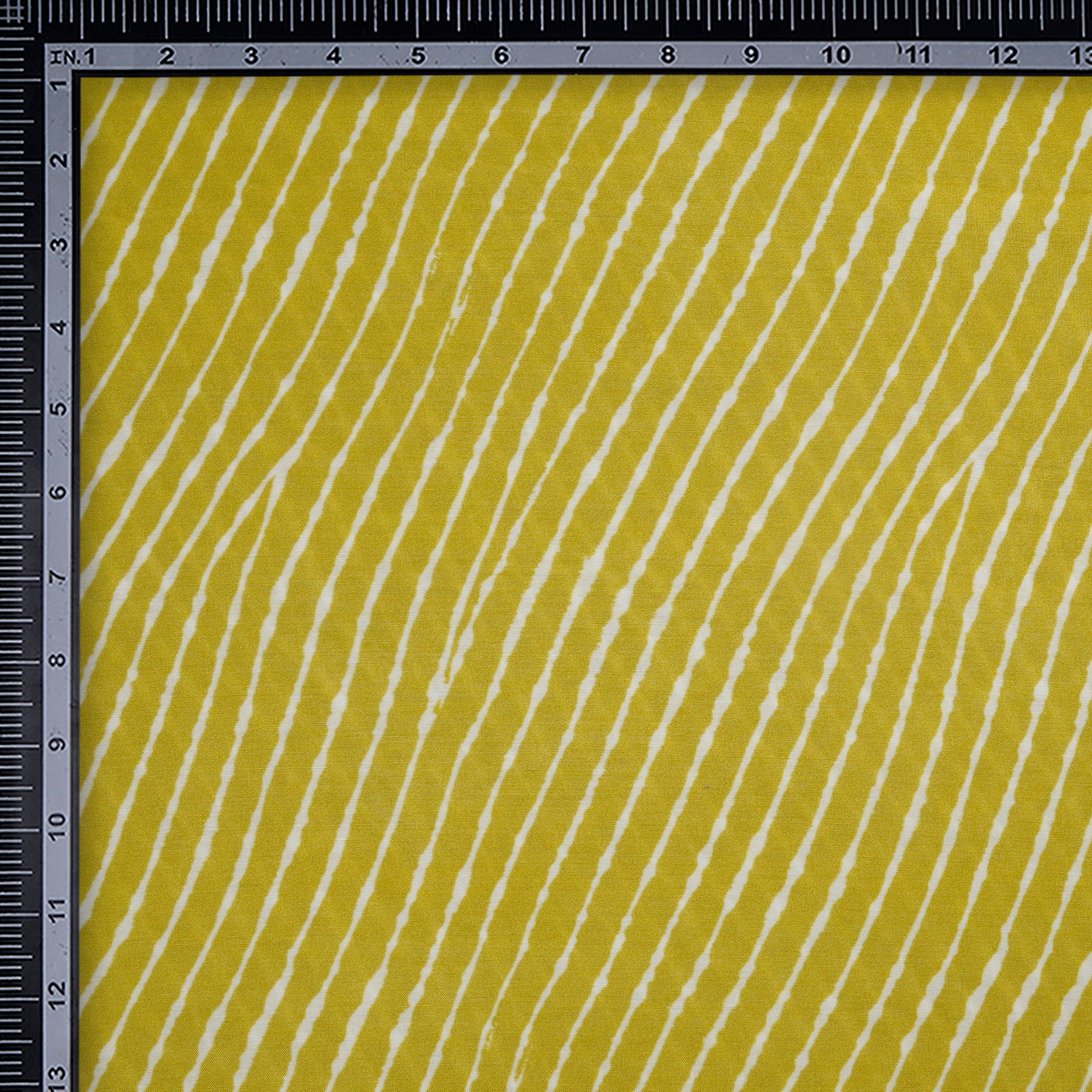 (Pre-Cut 1.60 Mtr)Celery Yellow Lehriya Pattern Digital Printed Viscose Fabric
