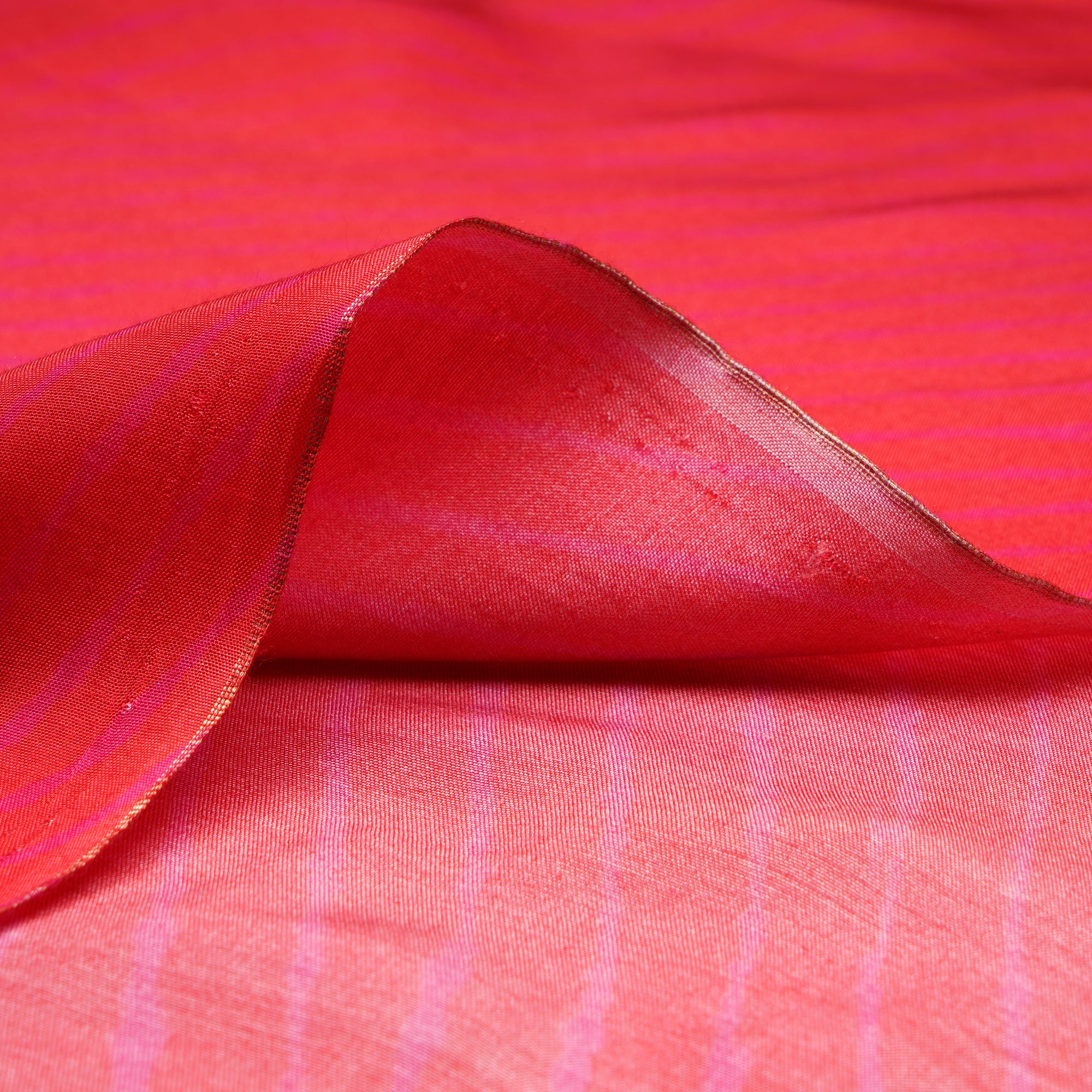 (Pre-Cut 2.46 Mtr) Dark Pink Lehariya Pattern Digital Print Gauge Linen Fabric