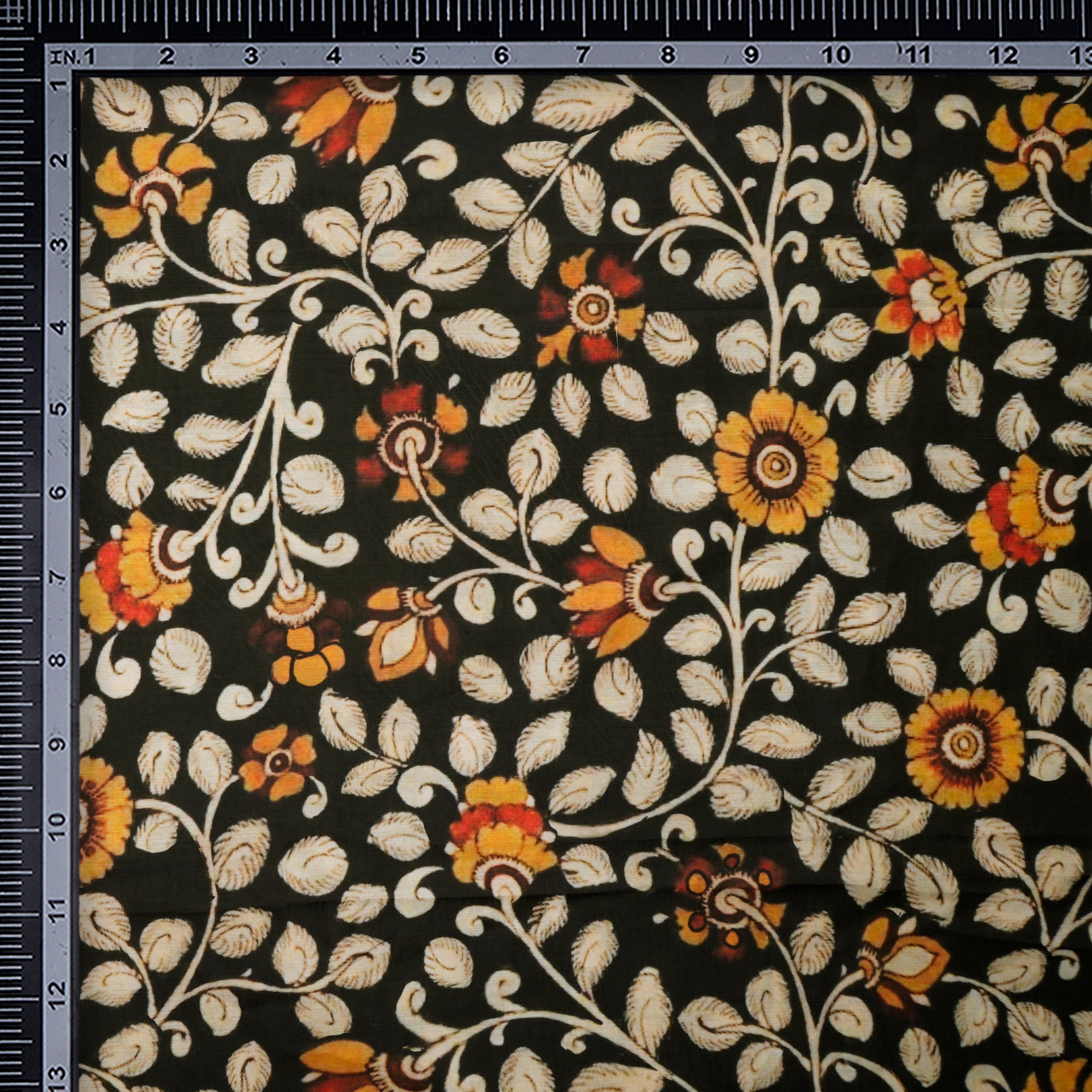 (Pre-Cut 4.10 Mtr) Multi Color Floral Pattern Digital Printed Gauge Linen Fabric