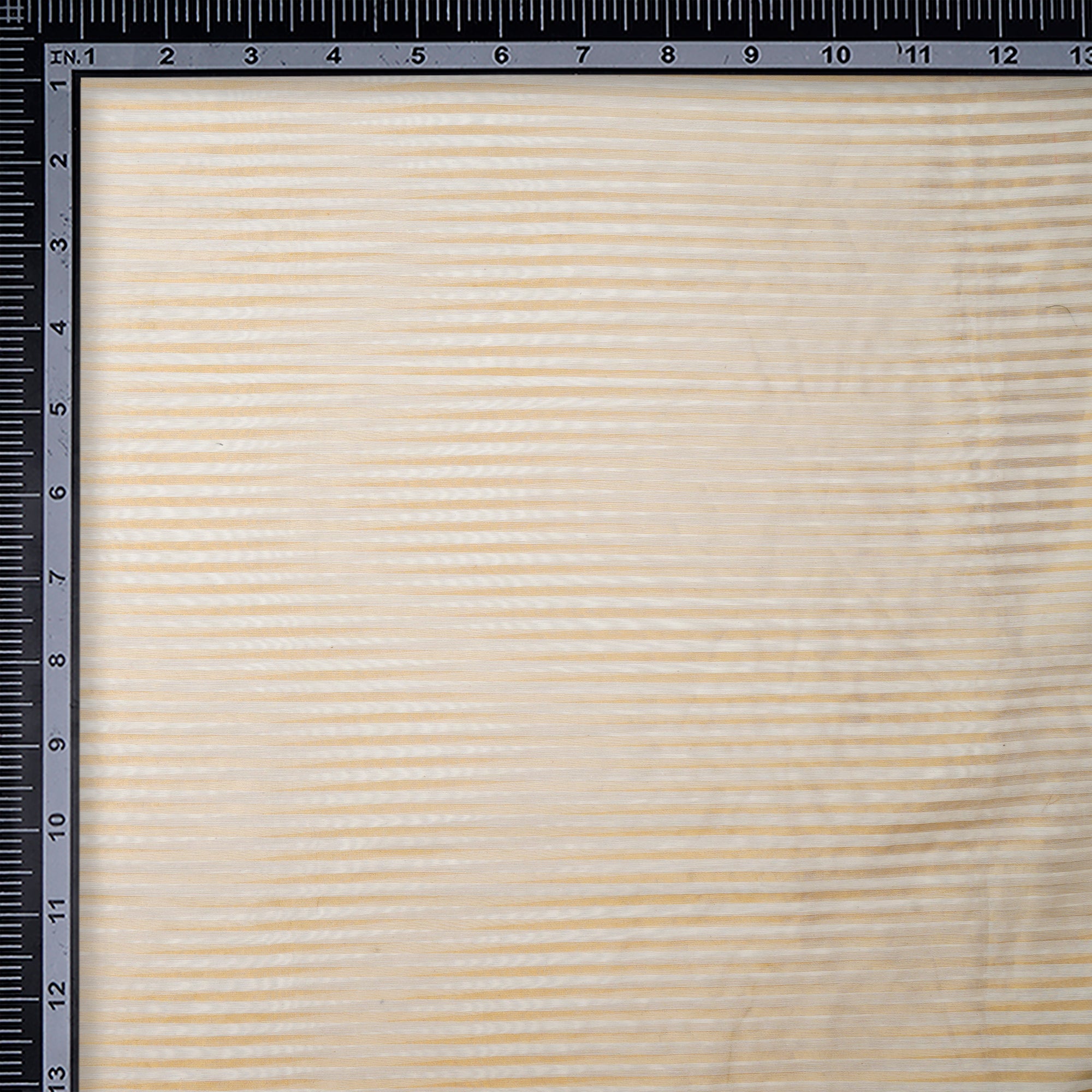 (Pre-Cut 2.00 Mtr)Off-White Color Fancy Zari Striped Chanderi Dyeable Fabric