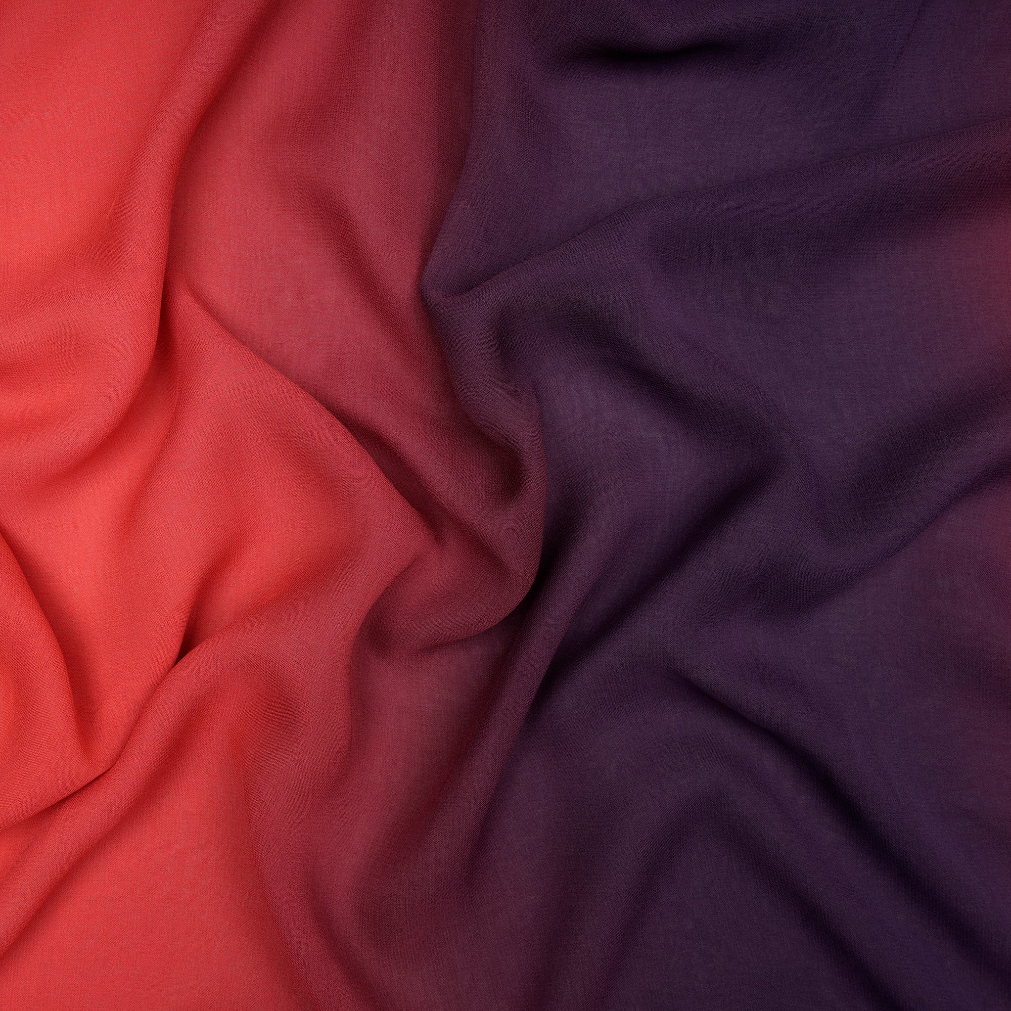 (Pre-Cut 2.10 Mtr) Red-Purple Plain Ombre Fabric