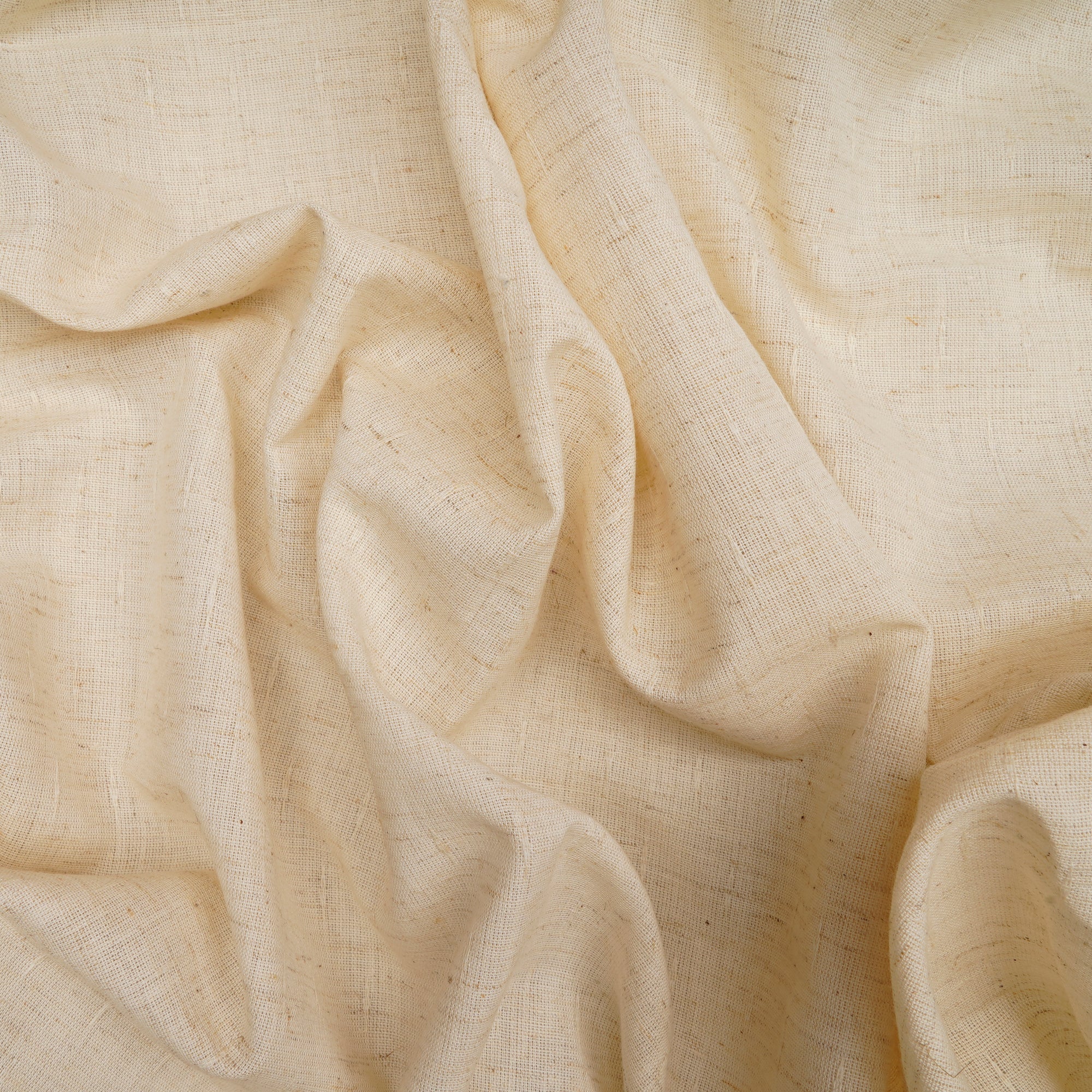 (Pre-Cut 1.20 Mtr)Cream-Green Color Cotton Flax Fabric