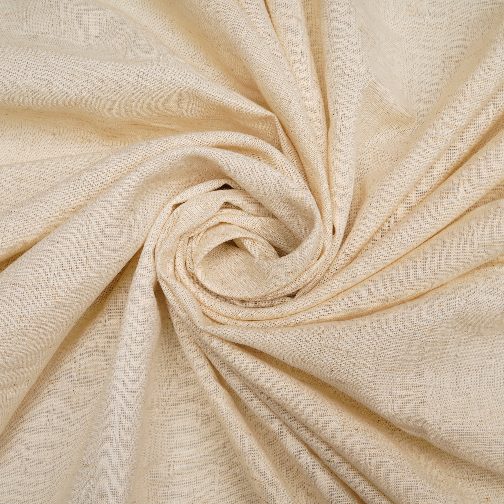 (Pre-Cut 1.20 Mtr)Cream-Green Color Cotton Flax Fabric