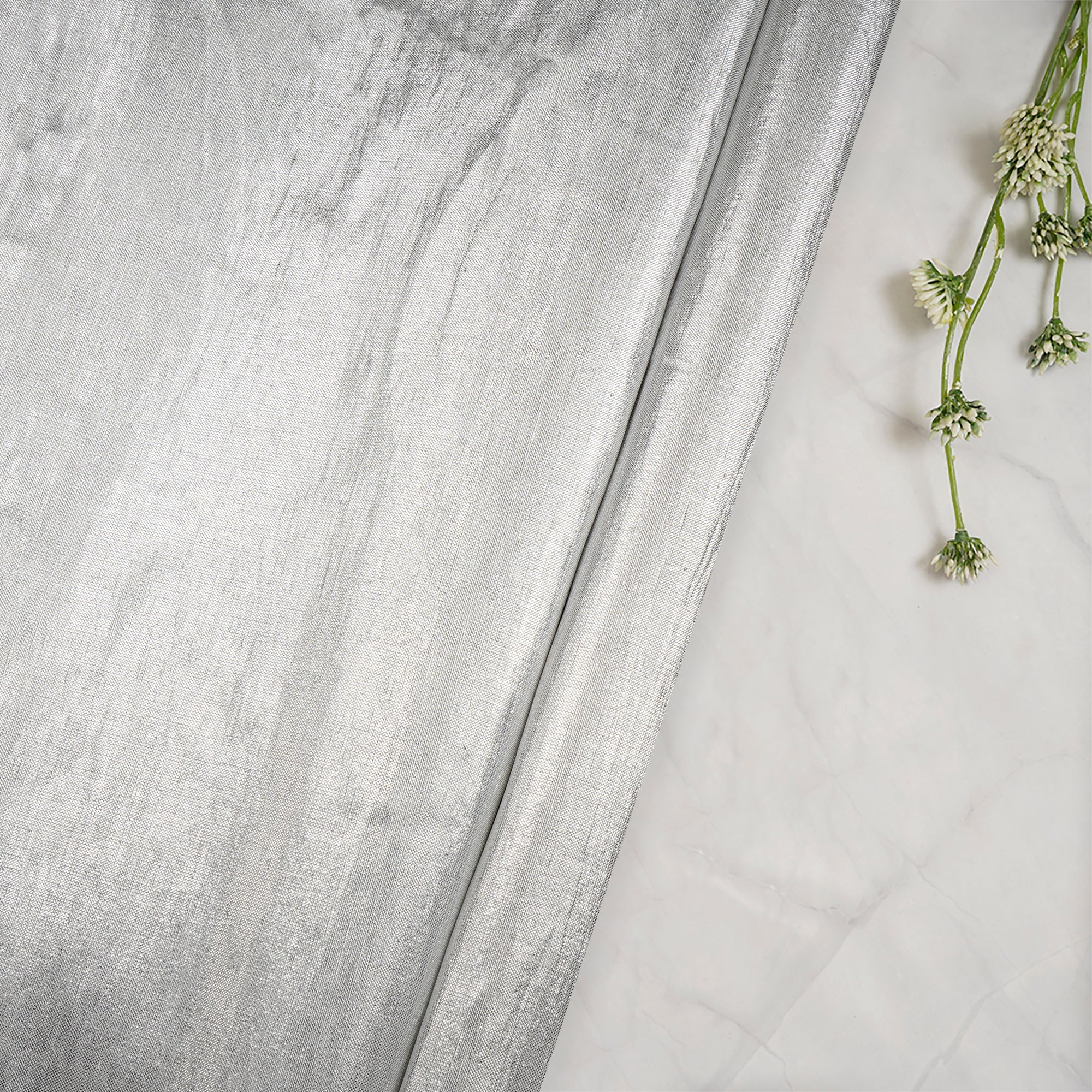 Silver Metallic Linen Fabric