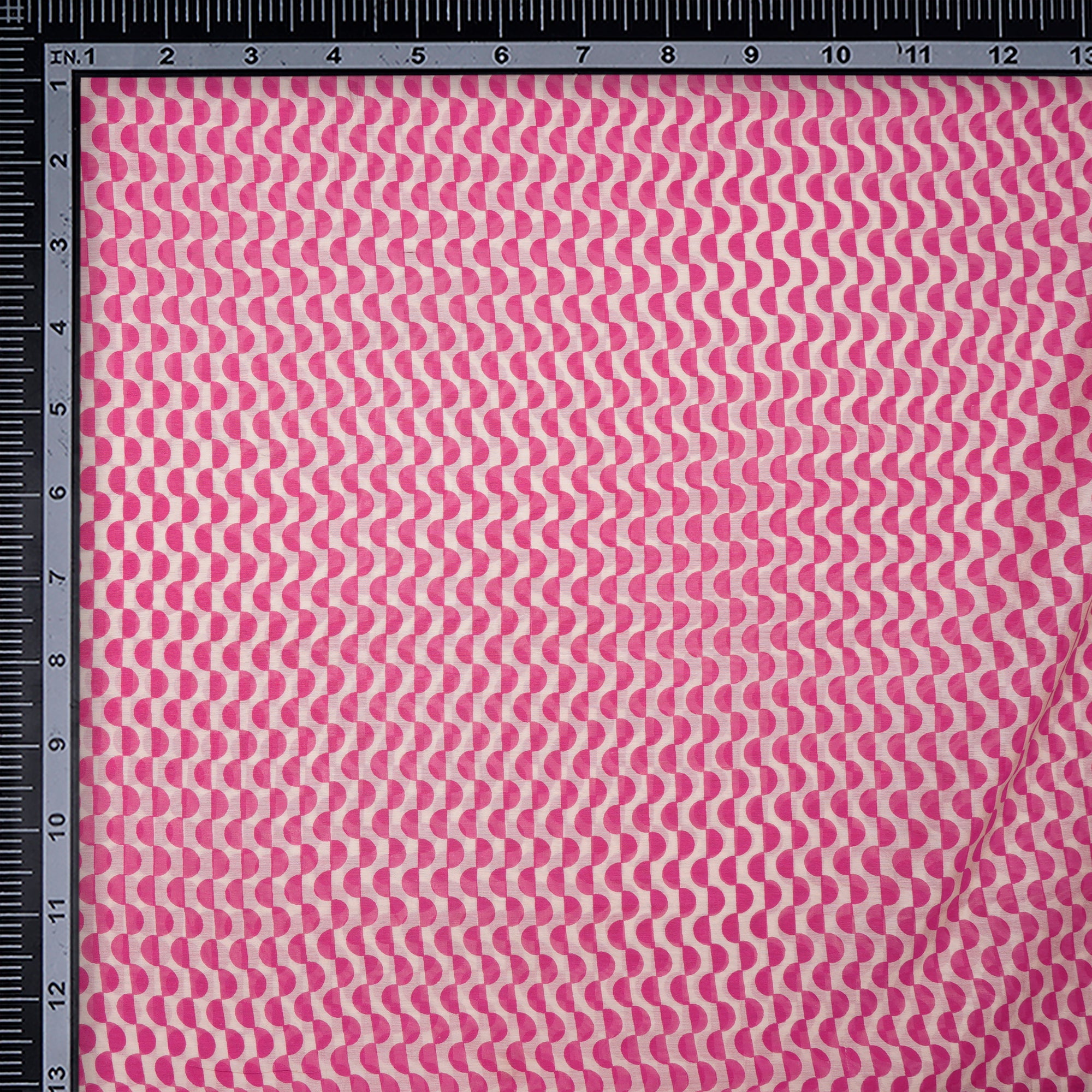 (Pre-Cut 1.90 Mtr)Pink All Over Pattern Printed Maheshwari Fabric
