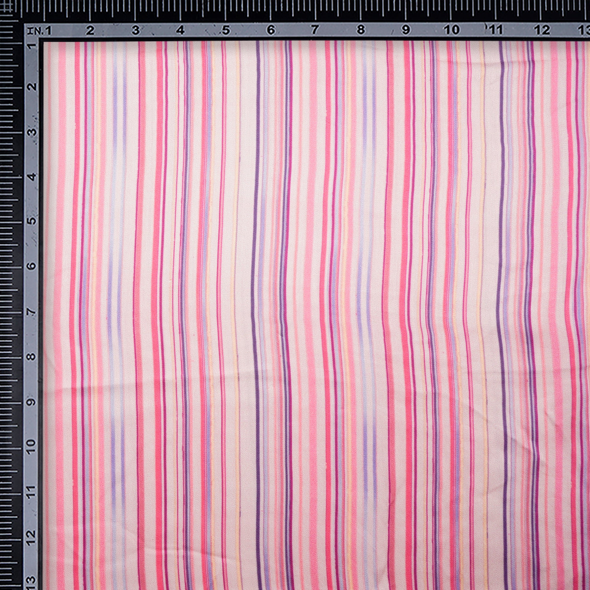 (Pre-Cut 1.50 Mtr)Pink Stripe Pattern Digital Print-Maple Silk Fabric