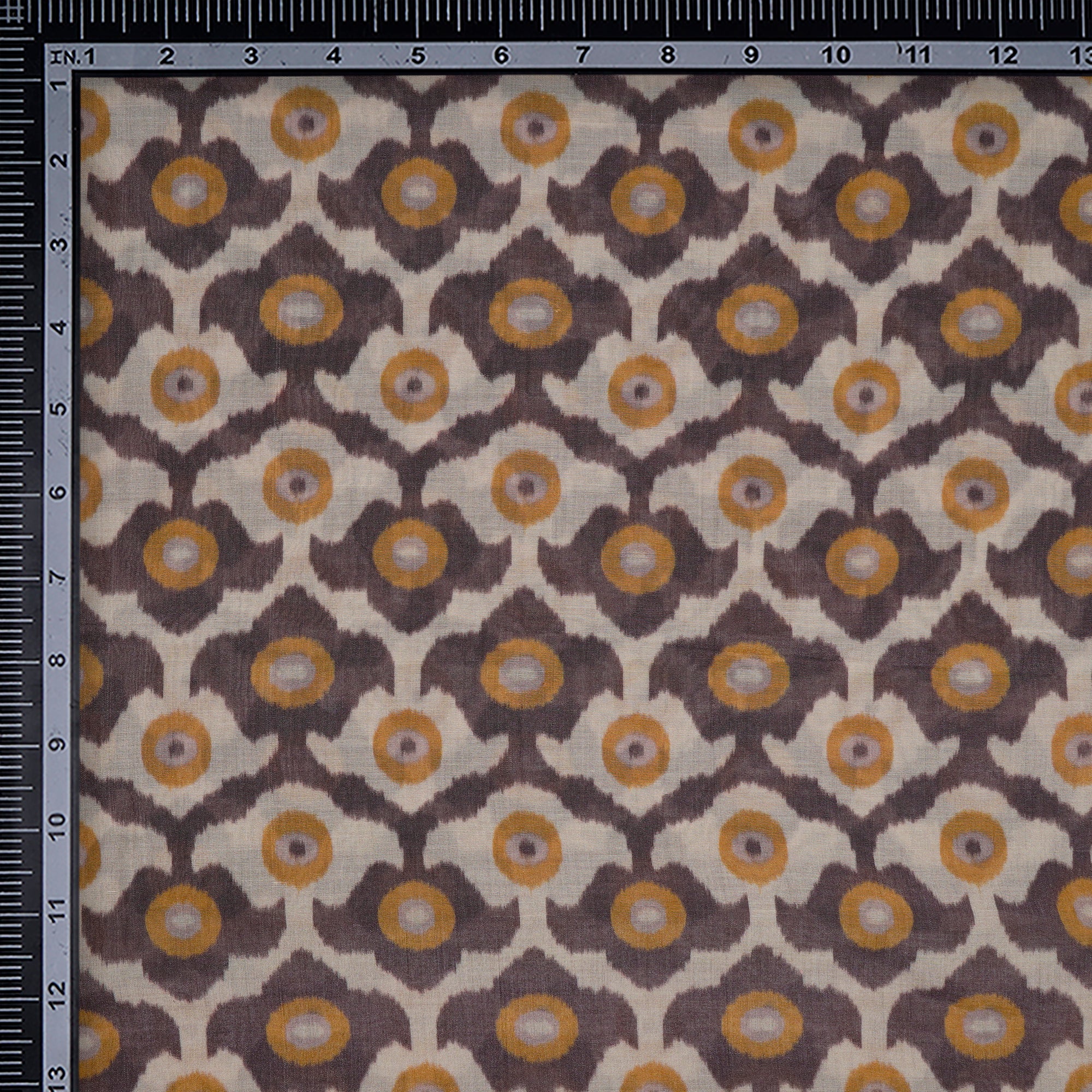 (Pre-Cut 2.30 Mtr)Beige-Purple All Over Pattern Digital Pattern Maple Silk Fabric