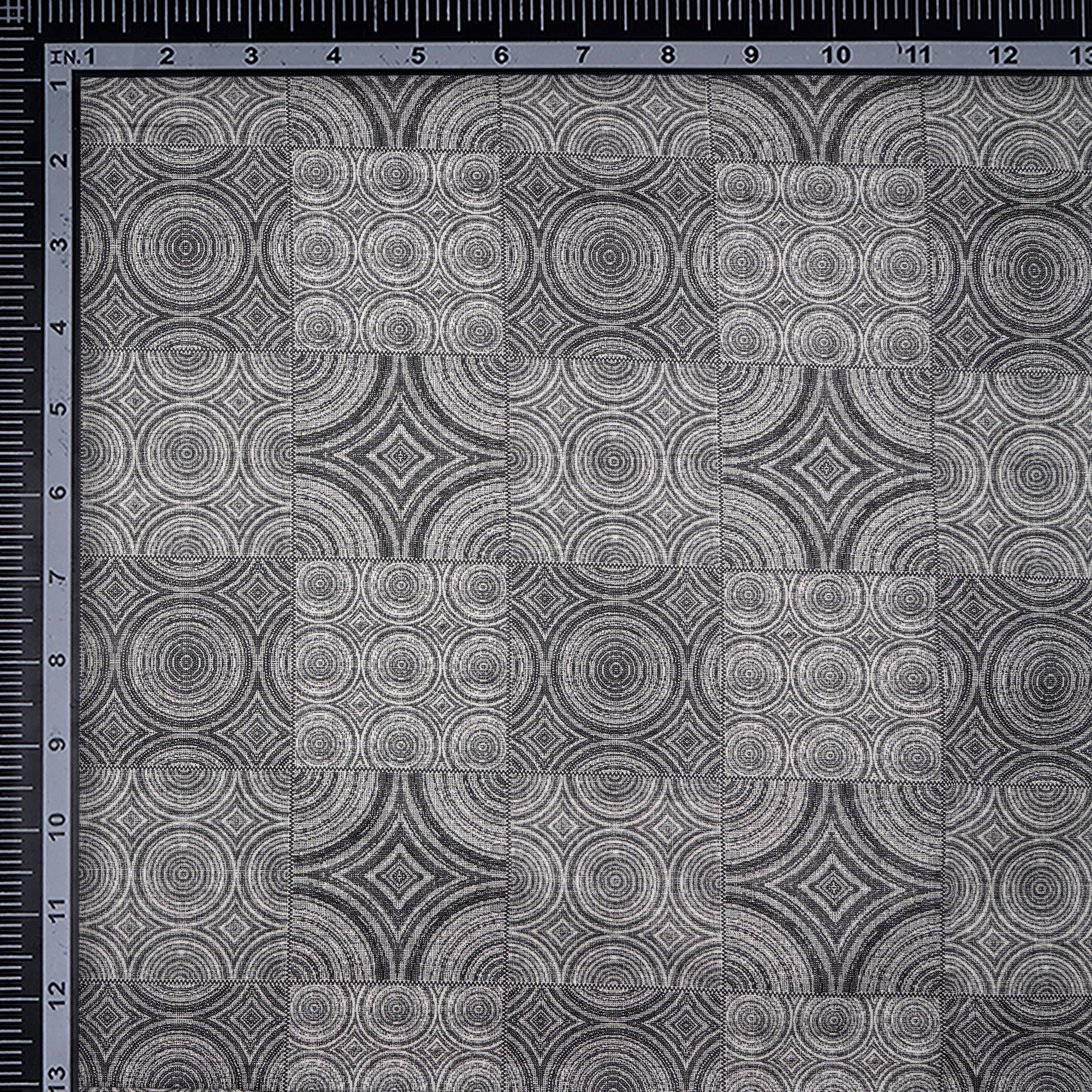 (Pre-Cut 2.70 Mtr)Black-White Geometric Pattern Printed Cambric Cotton Fabric