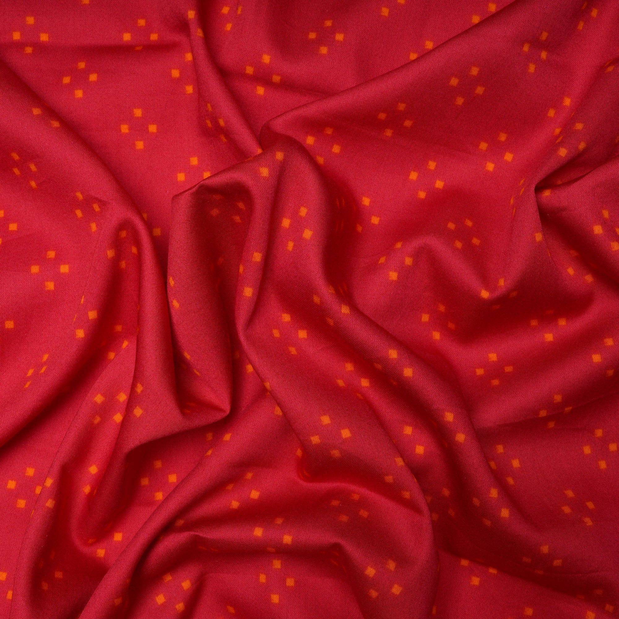 (Pre-Cut 2.55 Mtr)Tomato Puree All Over Pattern Digital Printed Cotton Satin Fabric