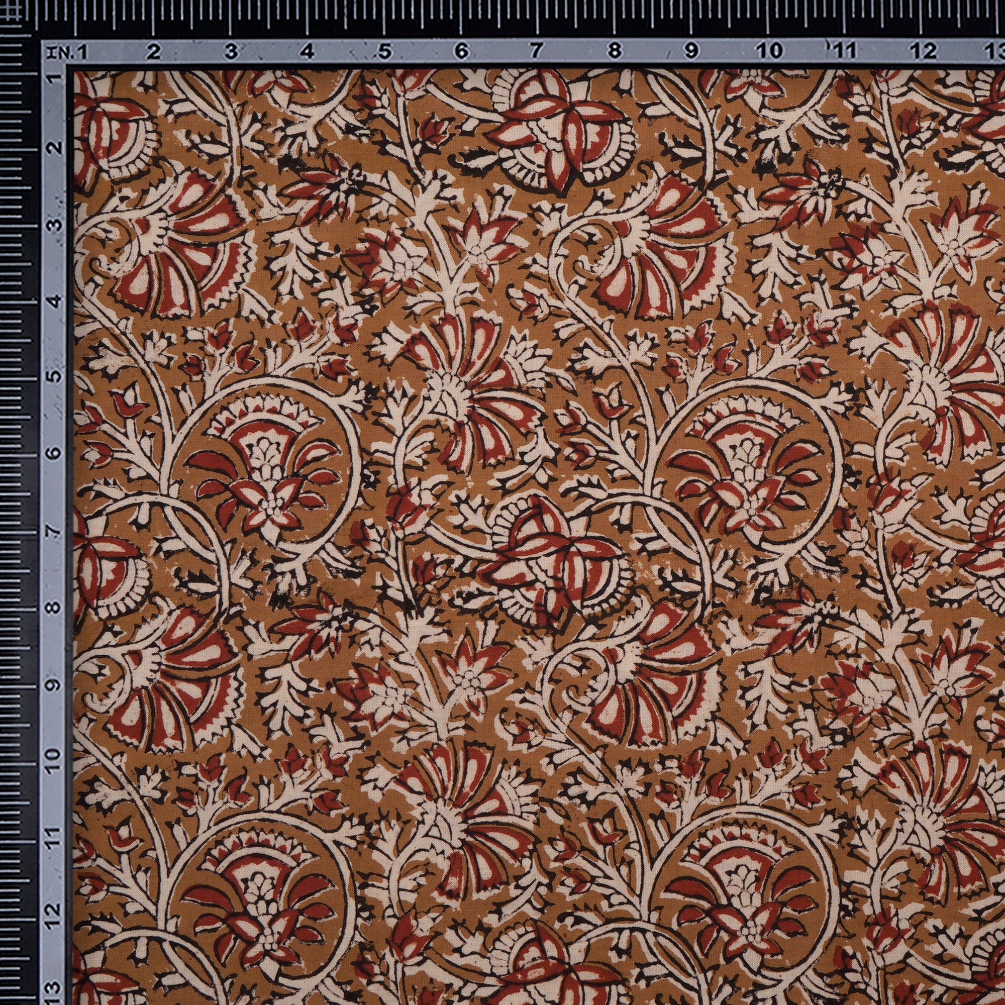 (Pre-Cut 0.80 Mtr)Multi Color Floral Pattern Hand Block Print Cambric Cotton Fabric