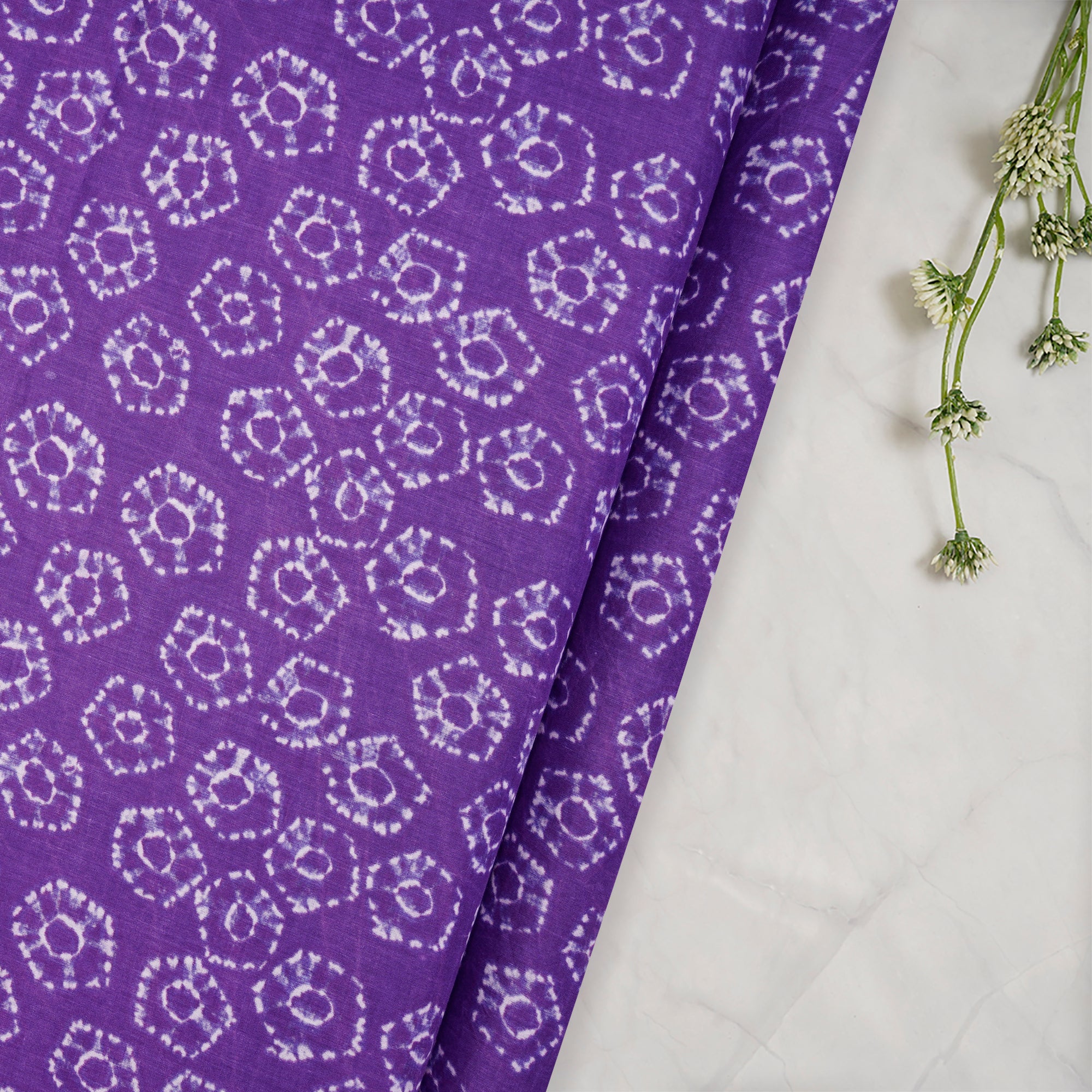(Pre-Cut 1.60 Mtr)Purple AllOver Pattern Digital Print-Lawn Fabric