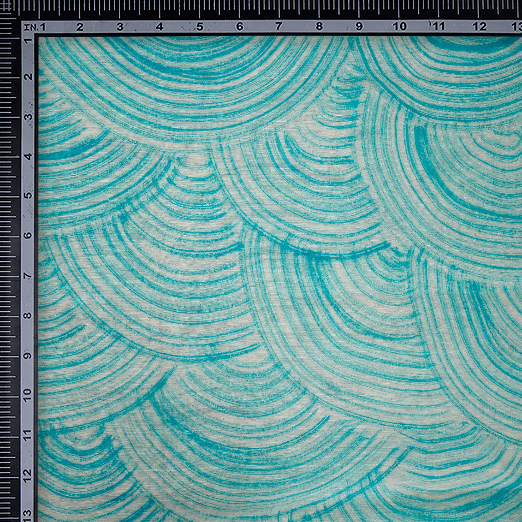 (Pre-Cut 4.00Mtr)Sky Blue All Over Pattern Screen Print Noile Silk Fabric