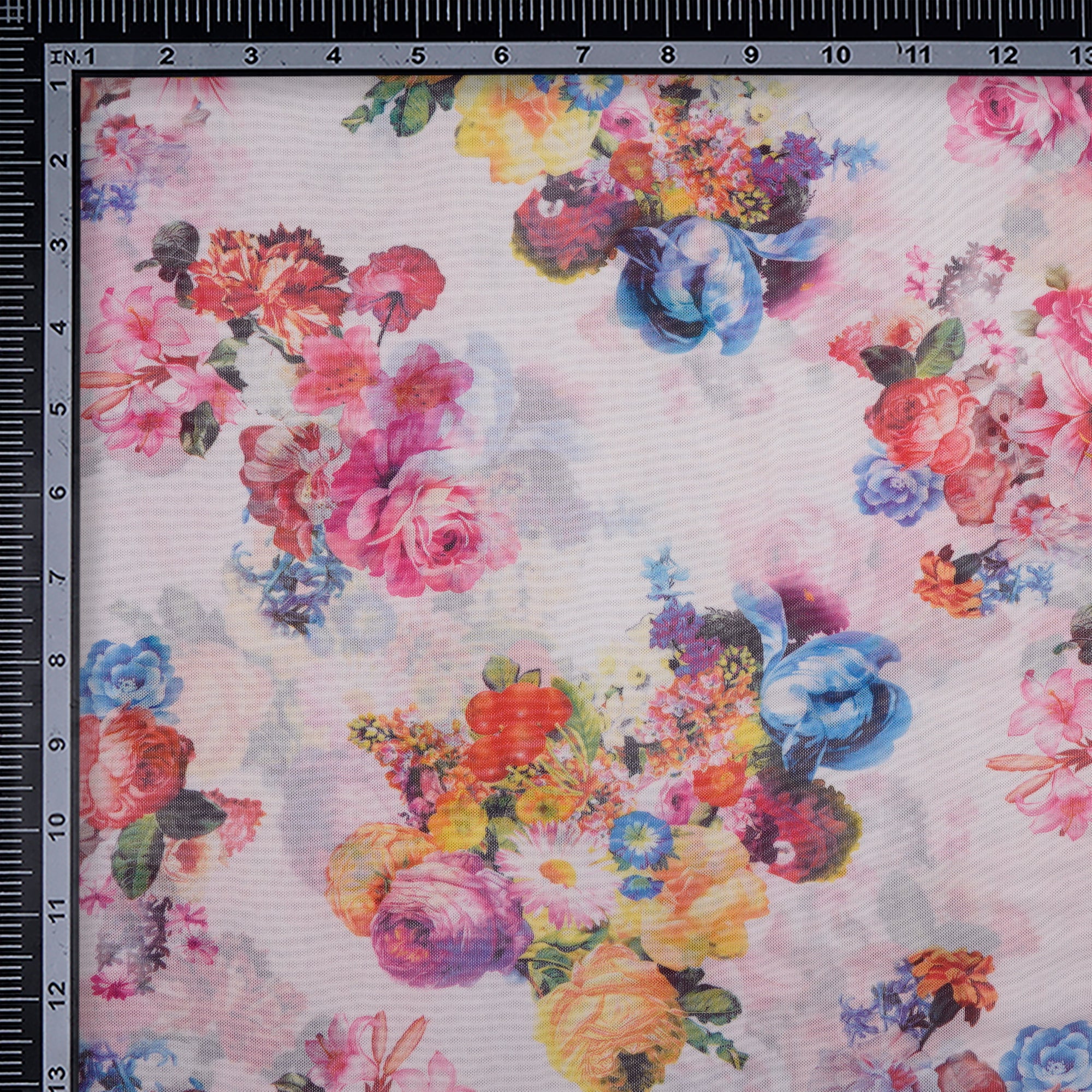 (Pre-Cut 1.10 Mtr) Multi Color Floral Pattern Digital Print Nylon Fbaric