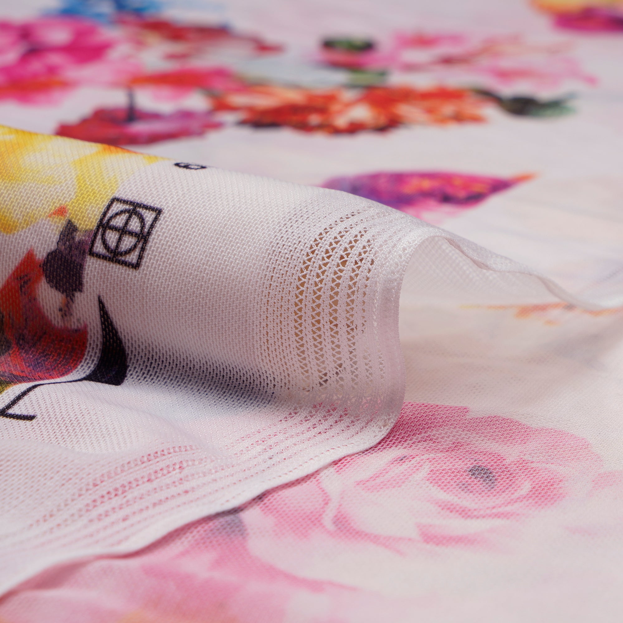 (Pre-Cut 1.10 Mtr) Multi Color Floral Pattern Digital Print Nylon Fbaric