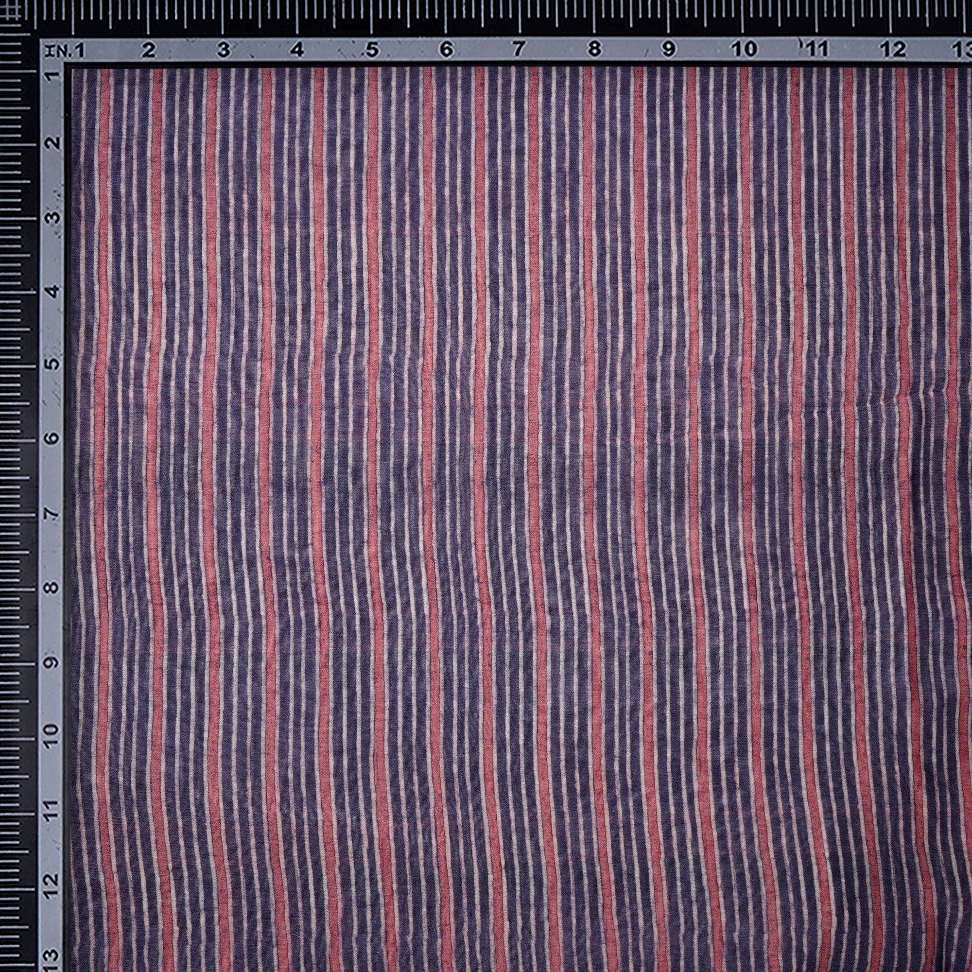 (Pre-Cut 2.15 Mtr)Purple Stripe Pattern Digital Printed Pure Chanderi Fabric