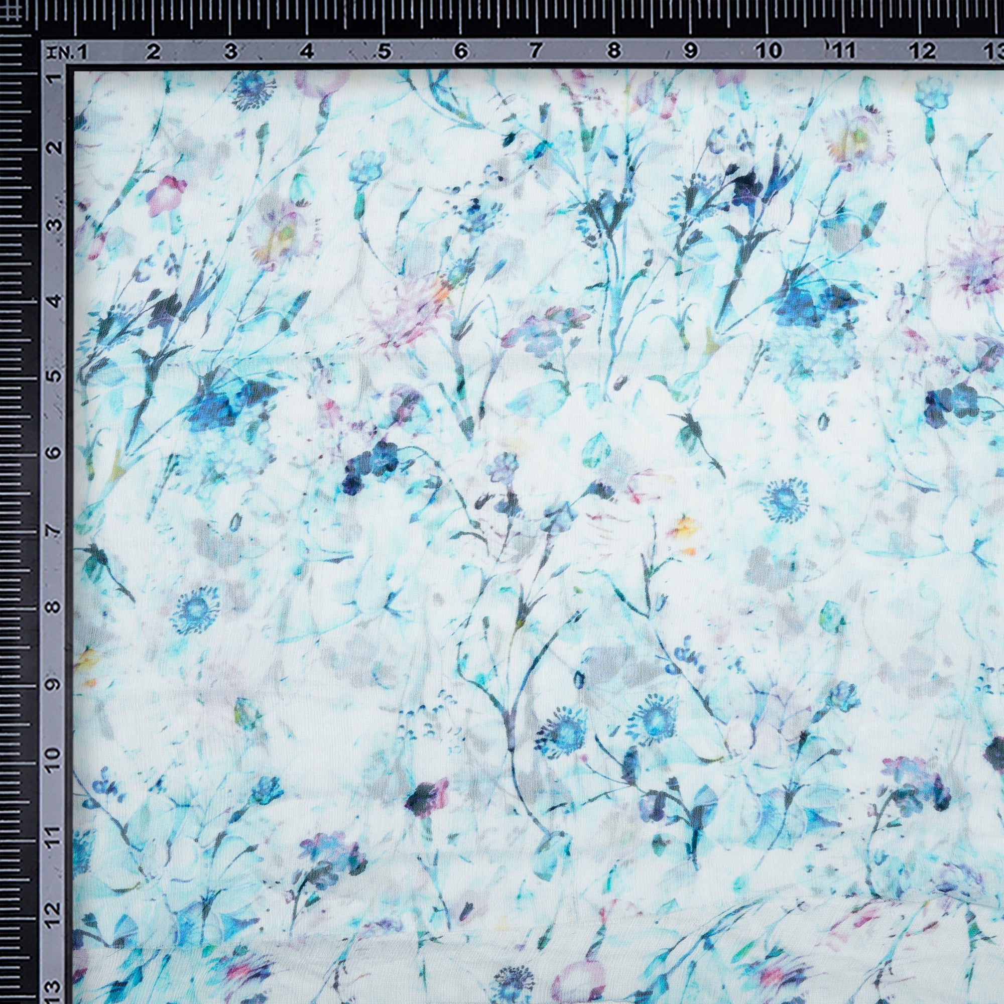 (Pre-Cut 1.55 Mtr)Multi Color Floral Pattern Digital Print Silk Febric
