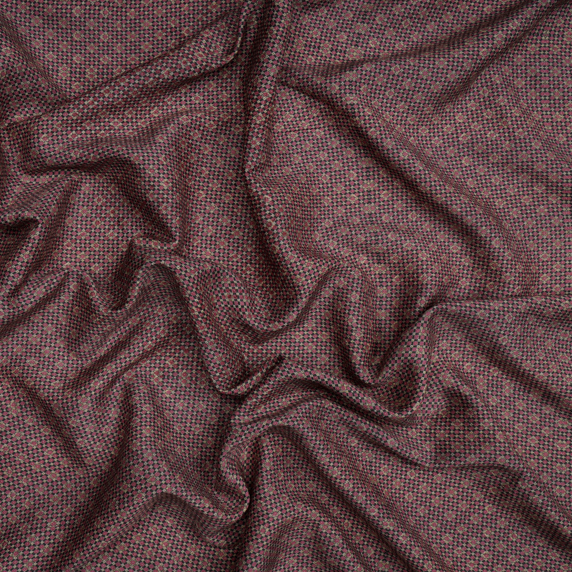 (Pre-Cut 1.00 Mtr)Purple Geometric Pattern Digital Print Muga Georgette Fabric