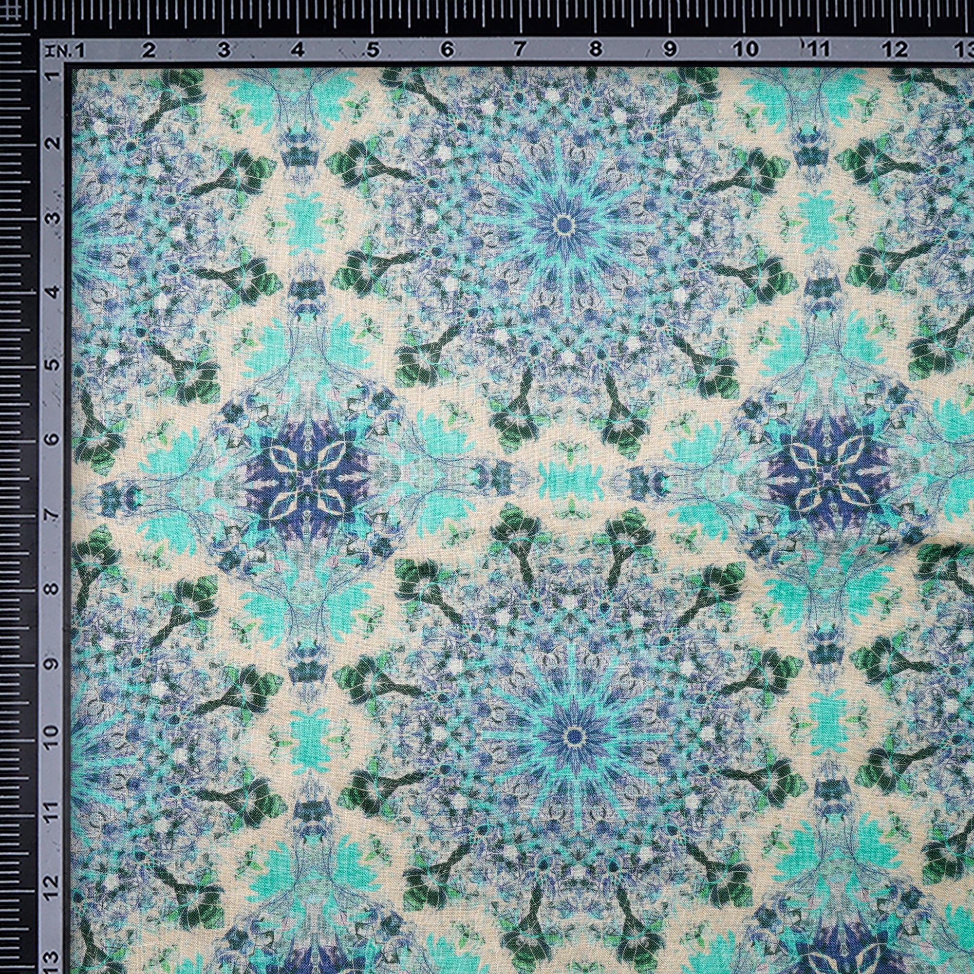 (Pre-Cut 3.10 Mtr)Multi Color Floral Pattern Digital Print-Linen 40 Lee Fabric