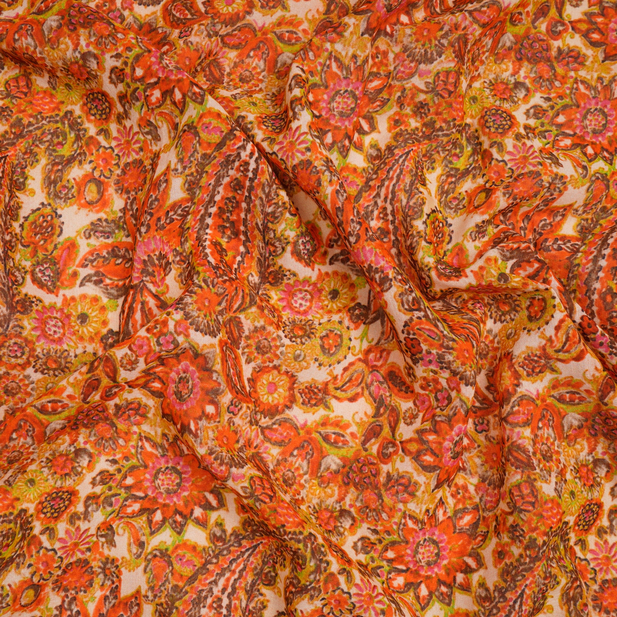 (Pre-Cut 1.85 Mtr)Multi Color Floral Pattern Digital Printed Cotton Fabric