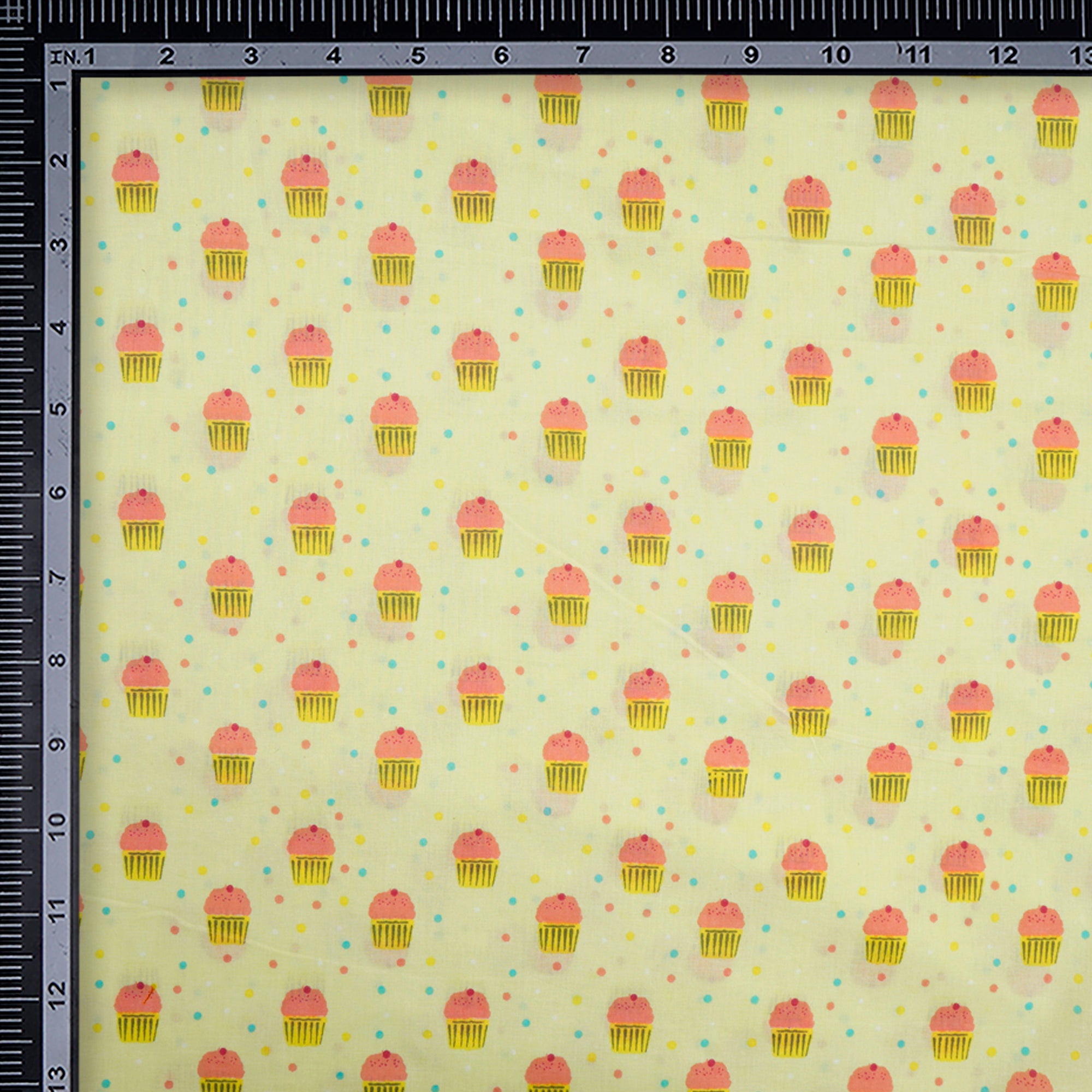 (Pre-Cut 2.55 Mtr)Light Green Kids Pattern Screen Printed Pure Cotton Fabric