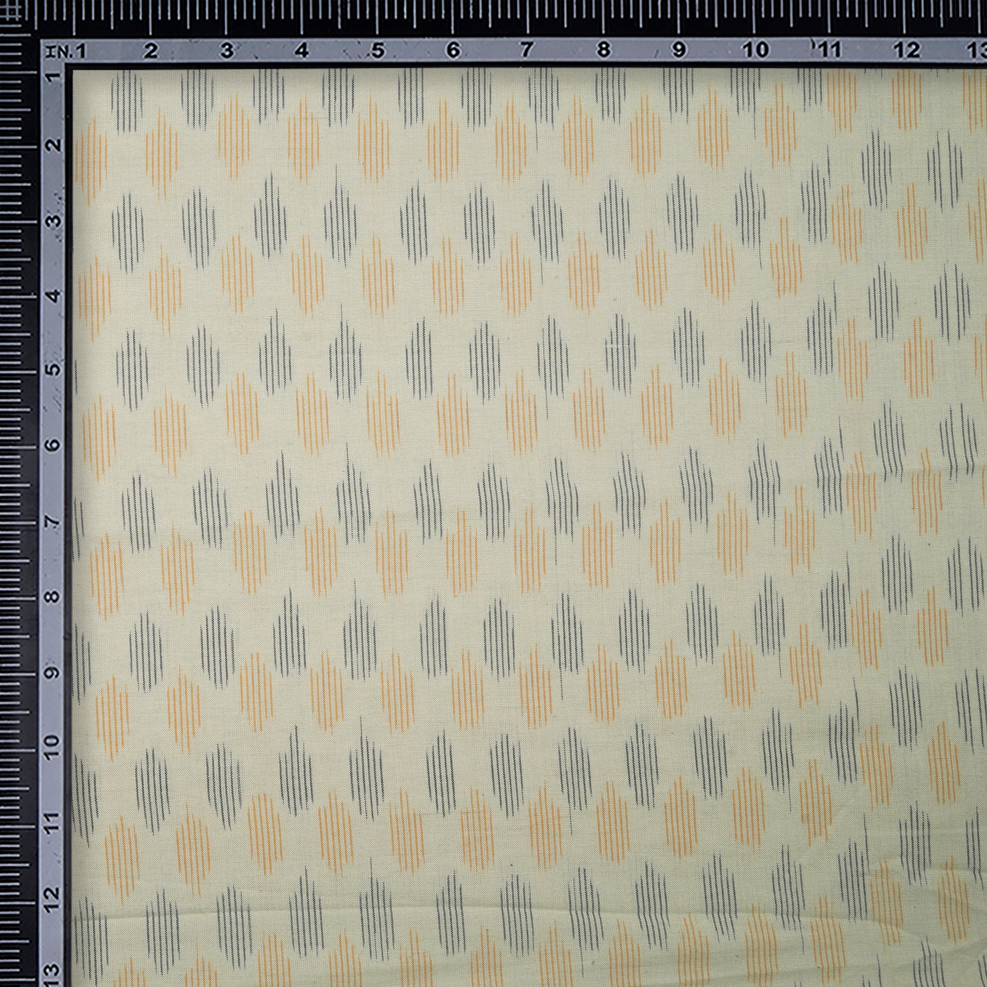 (Pre-Cut 3.50 Mtr)Pastel Green Washed Woven Ikat Cotton Fabric