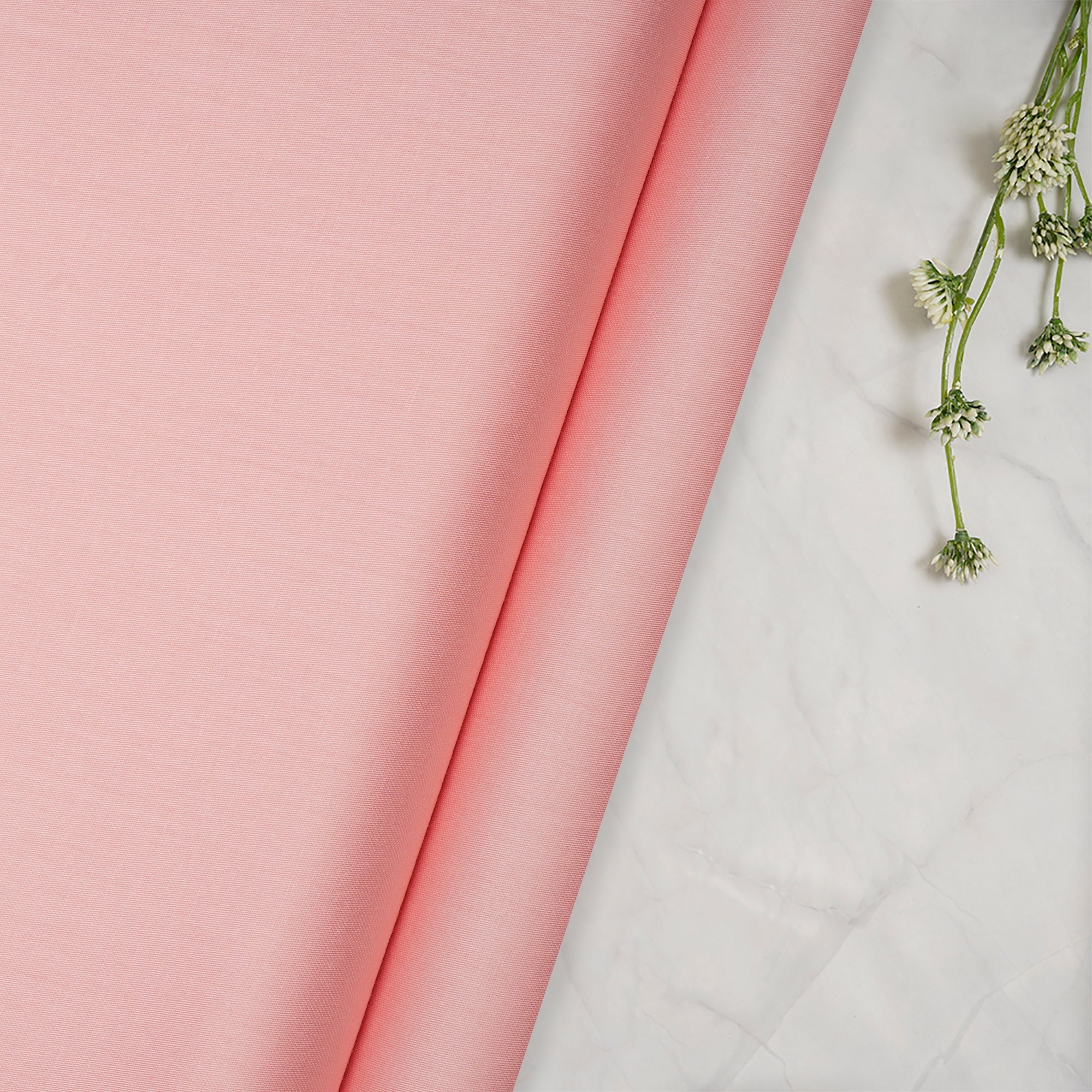 (Pre-Cut 1.50 Mtr)Baby Pink Premium Mill Dyed Glazed Cotton Satin Fabric