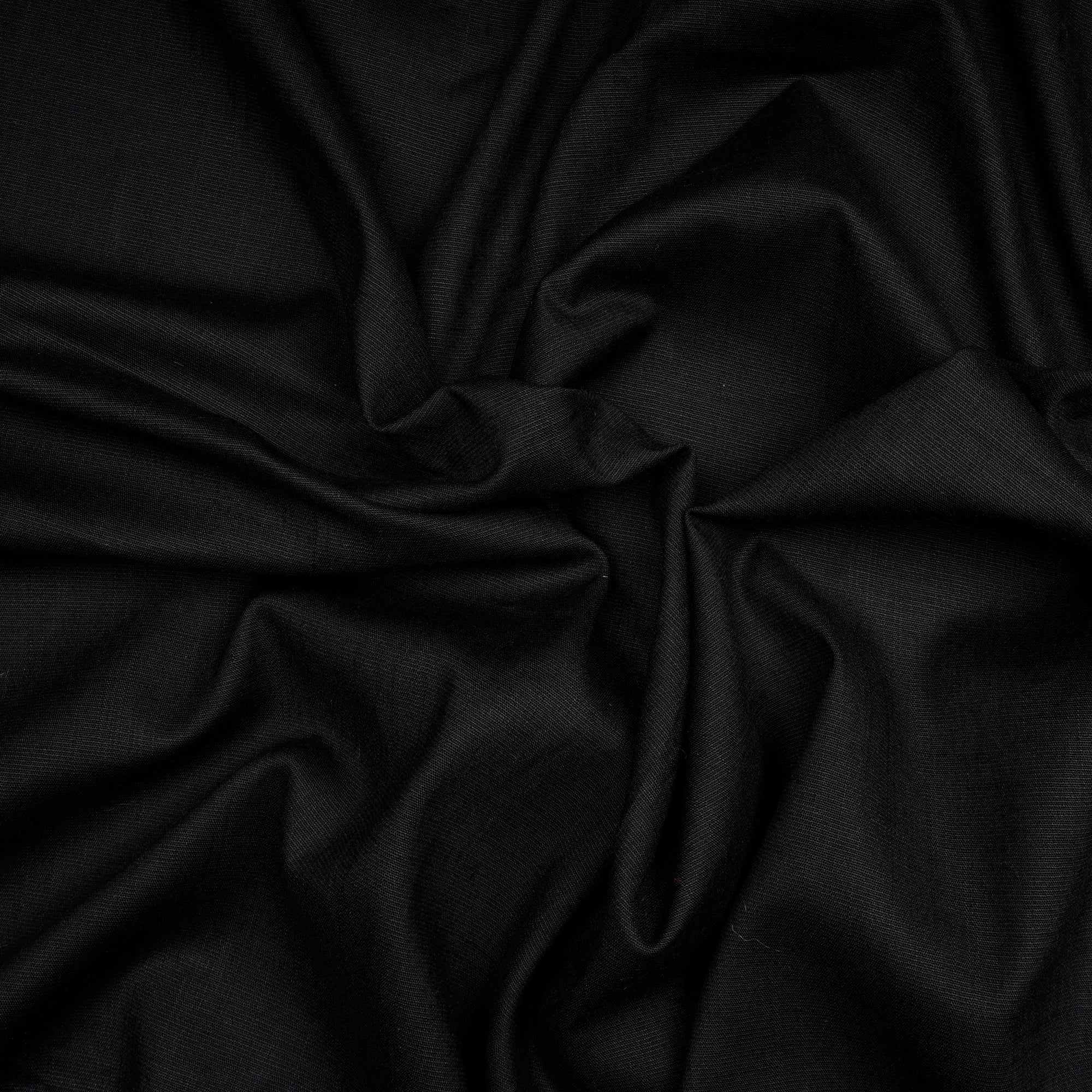 (Pre-Cut 1.00 Mtr) Black Stretch Viscose Lycra South Cotton Fabric