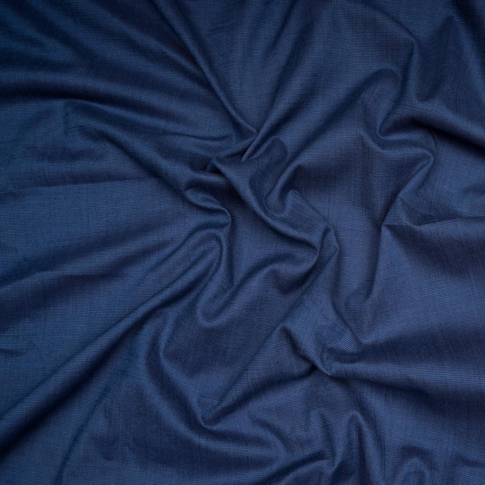 (Pre-Cut 2.00 Mtr)Navy Blue Stretch Viscose Lycra South Cotton Fabric