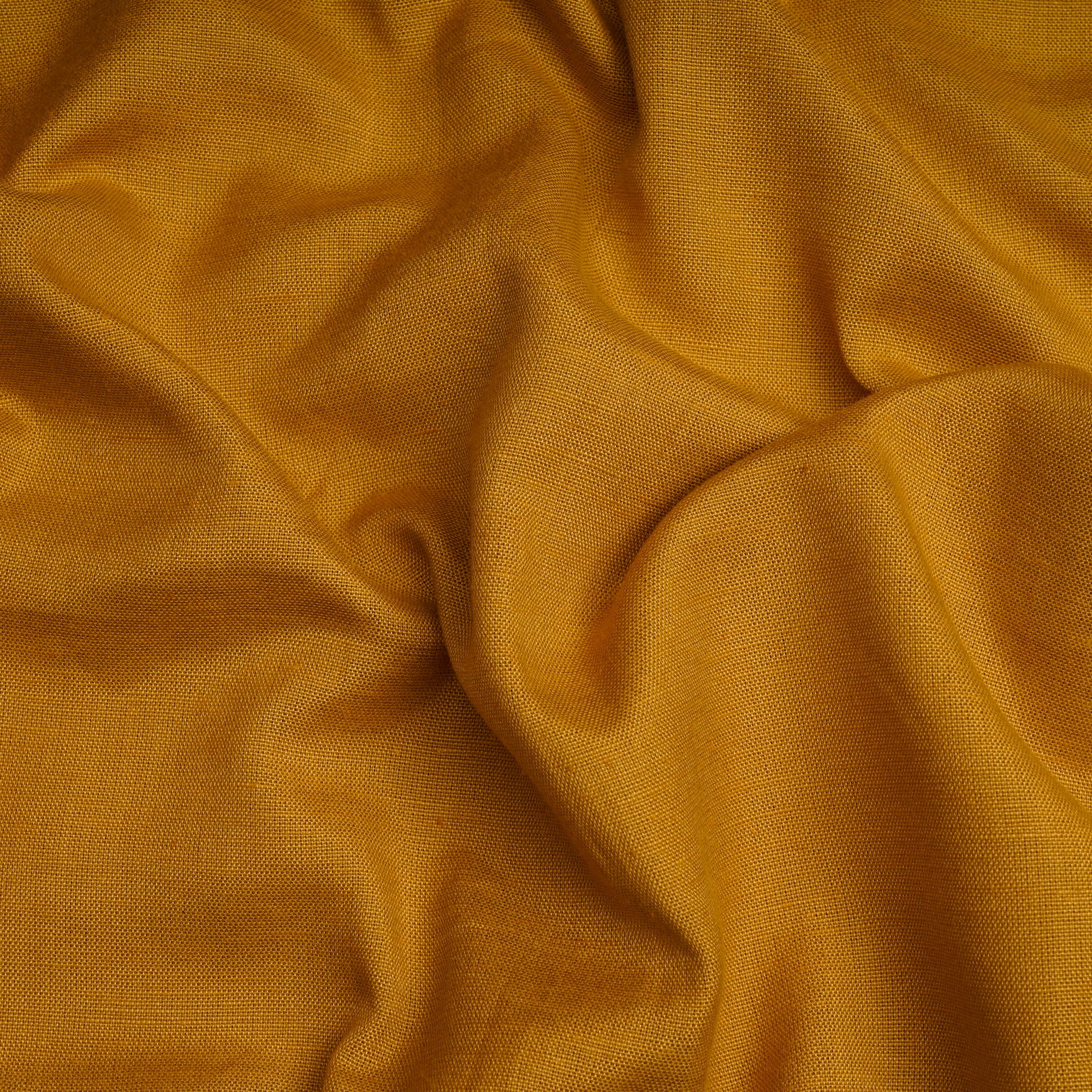 (Pre-Cut 3.00 Mtr)Dark Mustard Piece Dyed Plain Viscose Cotton Fabric