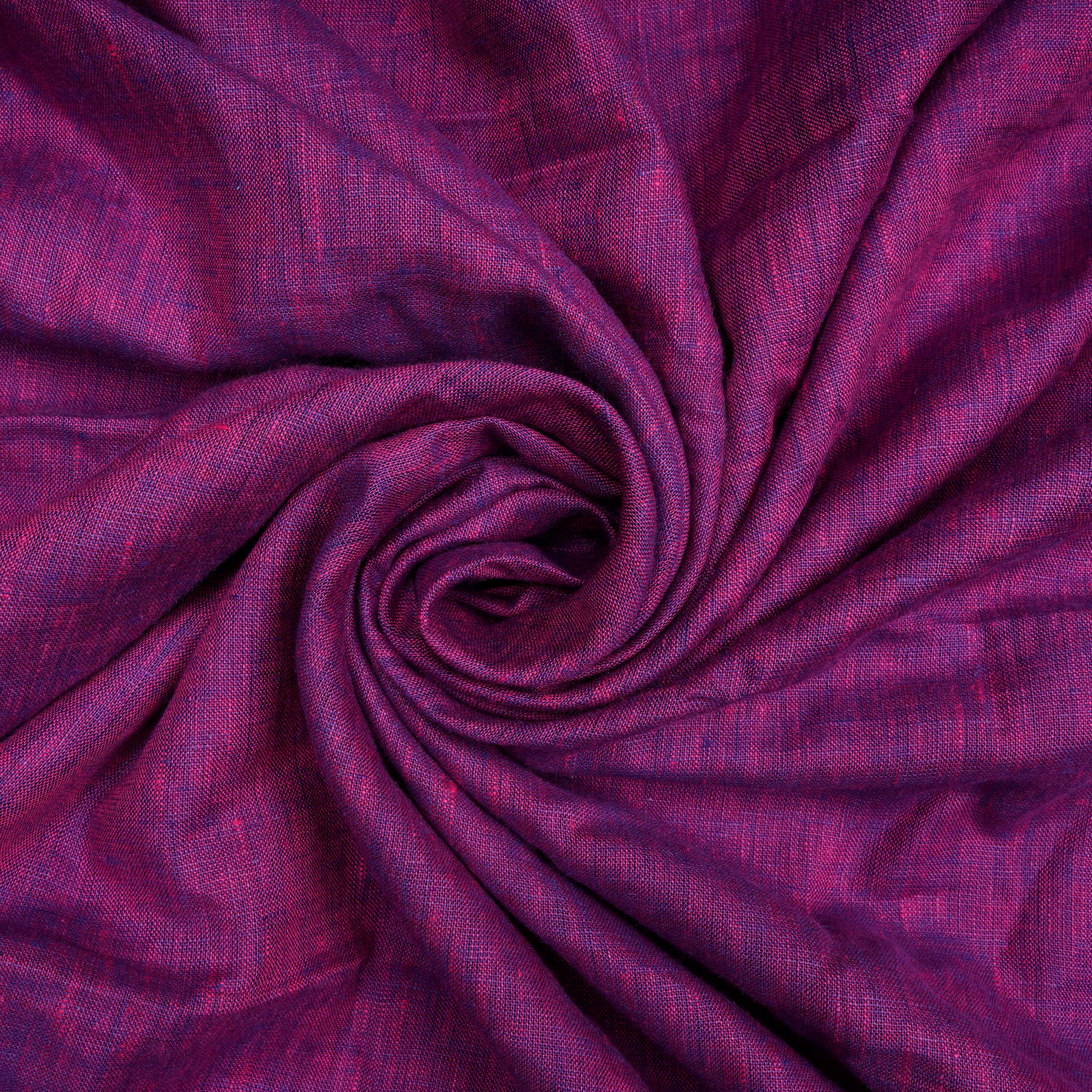 (Pre-Cut 1.80 Mtr)Purple Pure Linen Fine Count Yarn Dyed Fabric